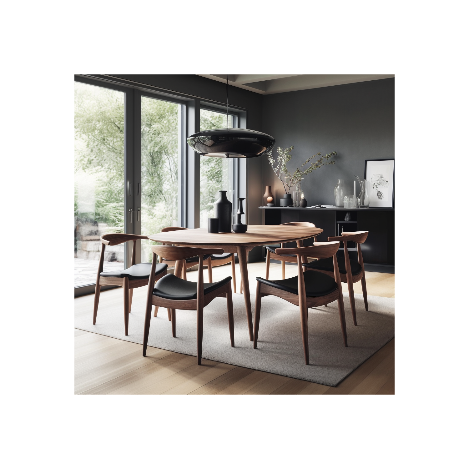 Hans Wegner – Chaise de salle à manger de style coude, noyer, ensemble de 2