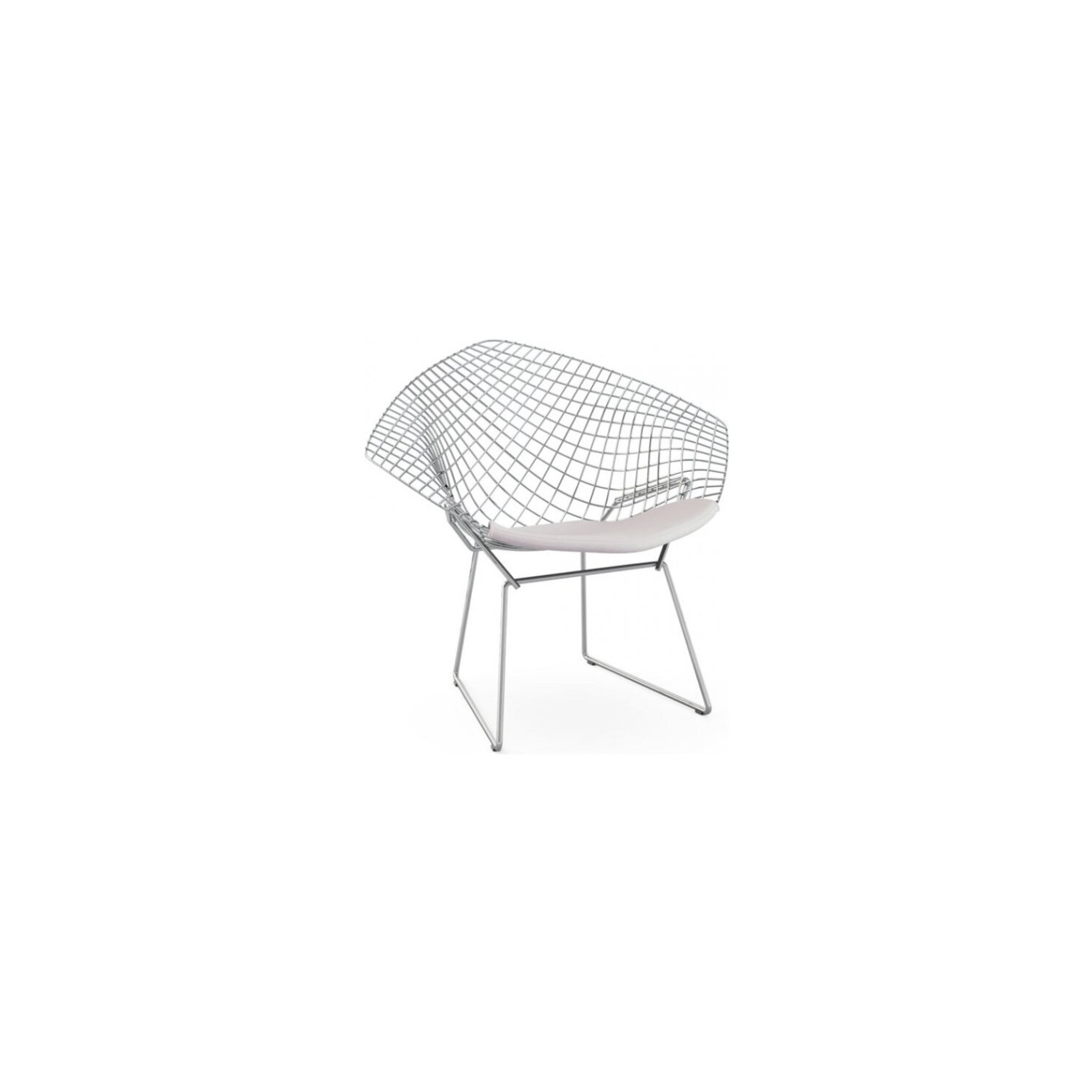 Ensemble de 2 meubles de Nicer - Bertoian diamant Lounge Chair- Chromé Cadre fil d'acier avec cuirette PU Pad en blanc