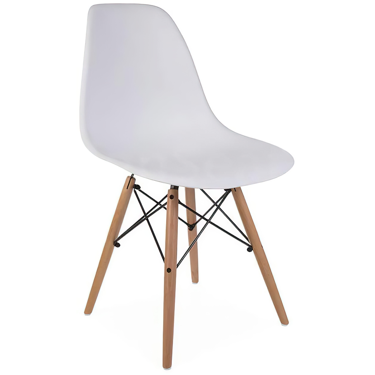 Nicer Furniture Eiffel Style Side Chair with Natural Wood Legs, Set of 2, White