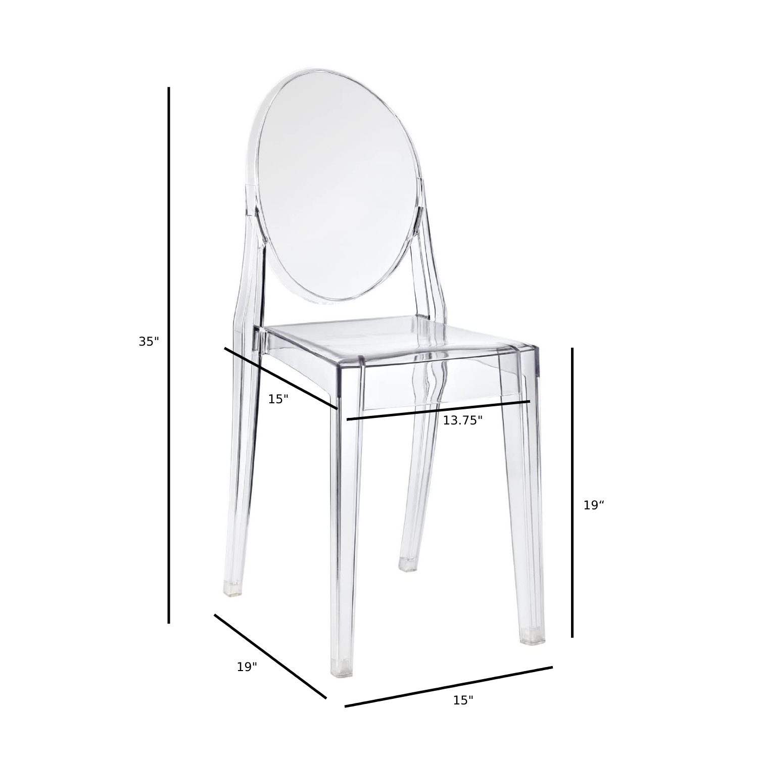 Nicer Furniture Set of 4 Philippe Starck Louis XVI Ghost Side Chair in Transparent Clear