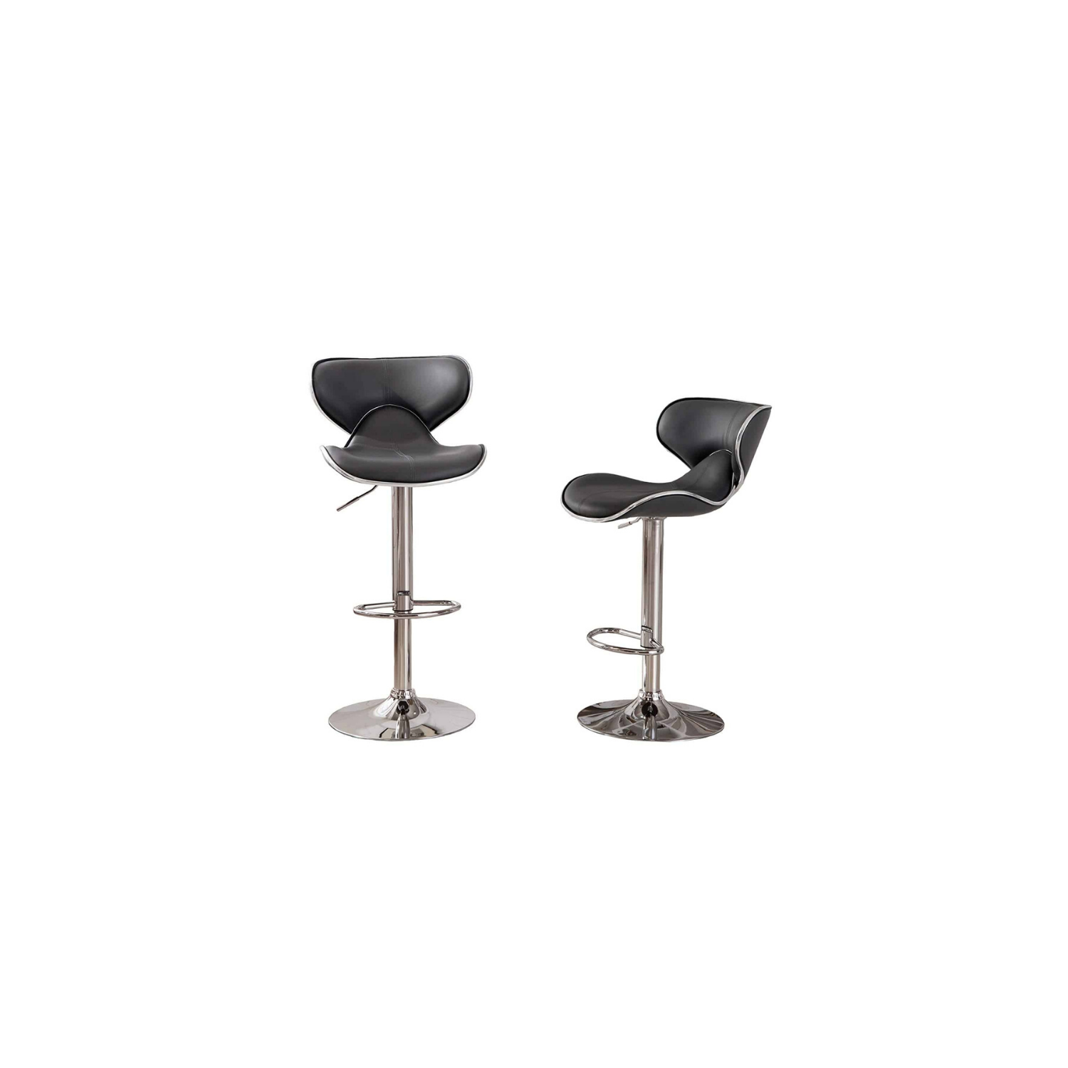 Swivel Airlift Adjustable PU Bar Stool in Black Leather