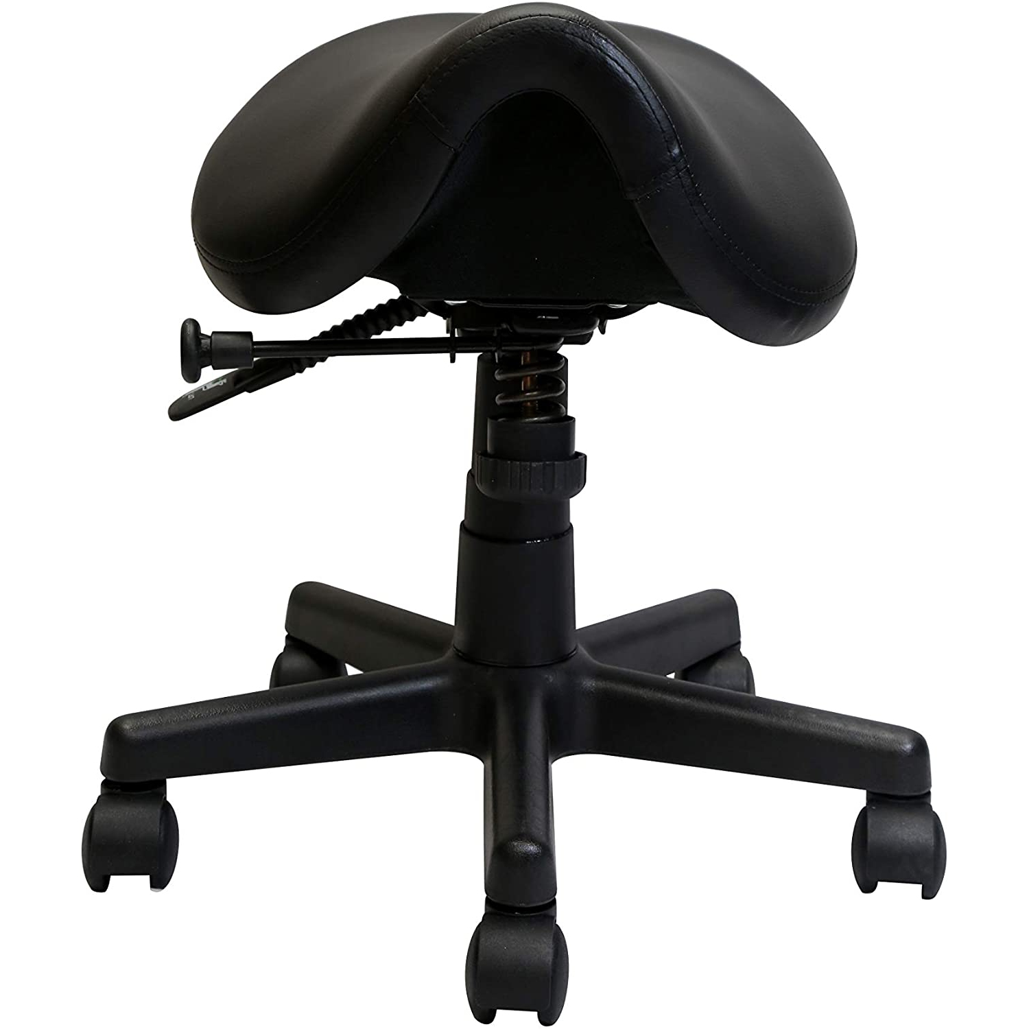 Nicer Furniture Adjustable Saddle Stool Swivel Salon Stool Massage Stool Dental Chair Black PU Leather