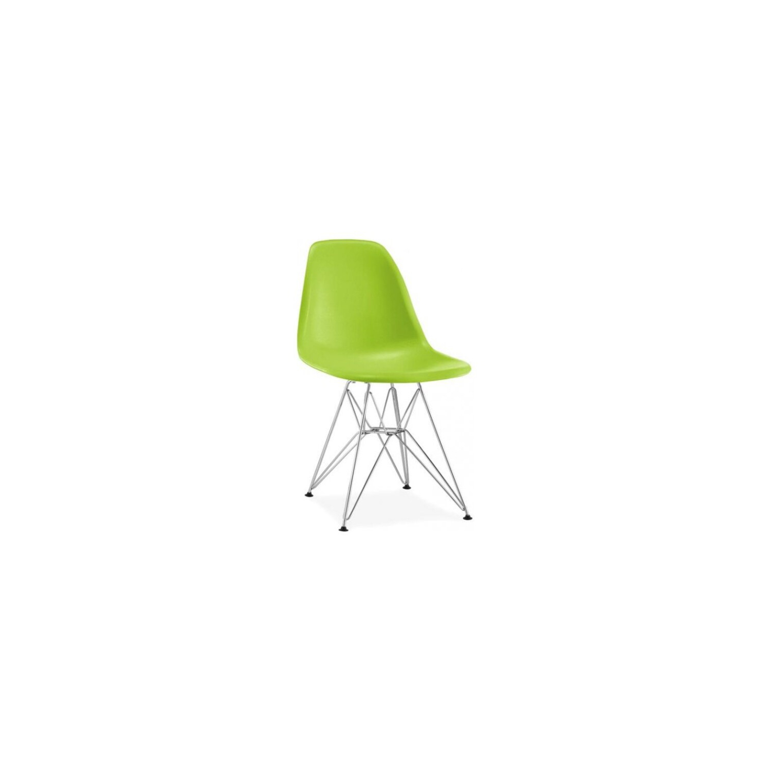Nicer Furniture Set of Four Green - Eames Style Side Chair with Chromed Steel Legs Eiffel Dining Room Chair