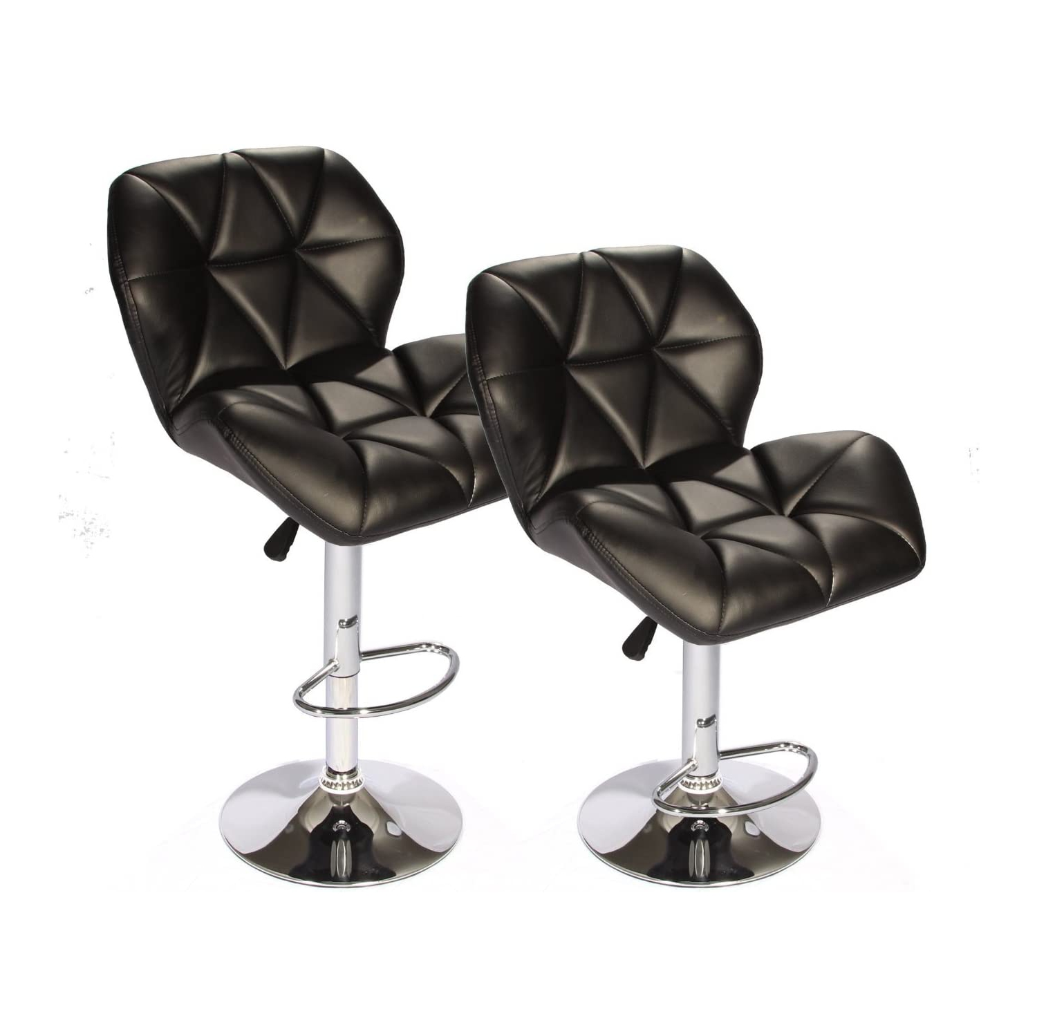 Mobilier moderne Tripatch Nicer PU de salle à manger réglable Tabouret de bar en noir - Lot de 2