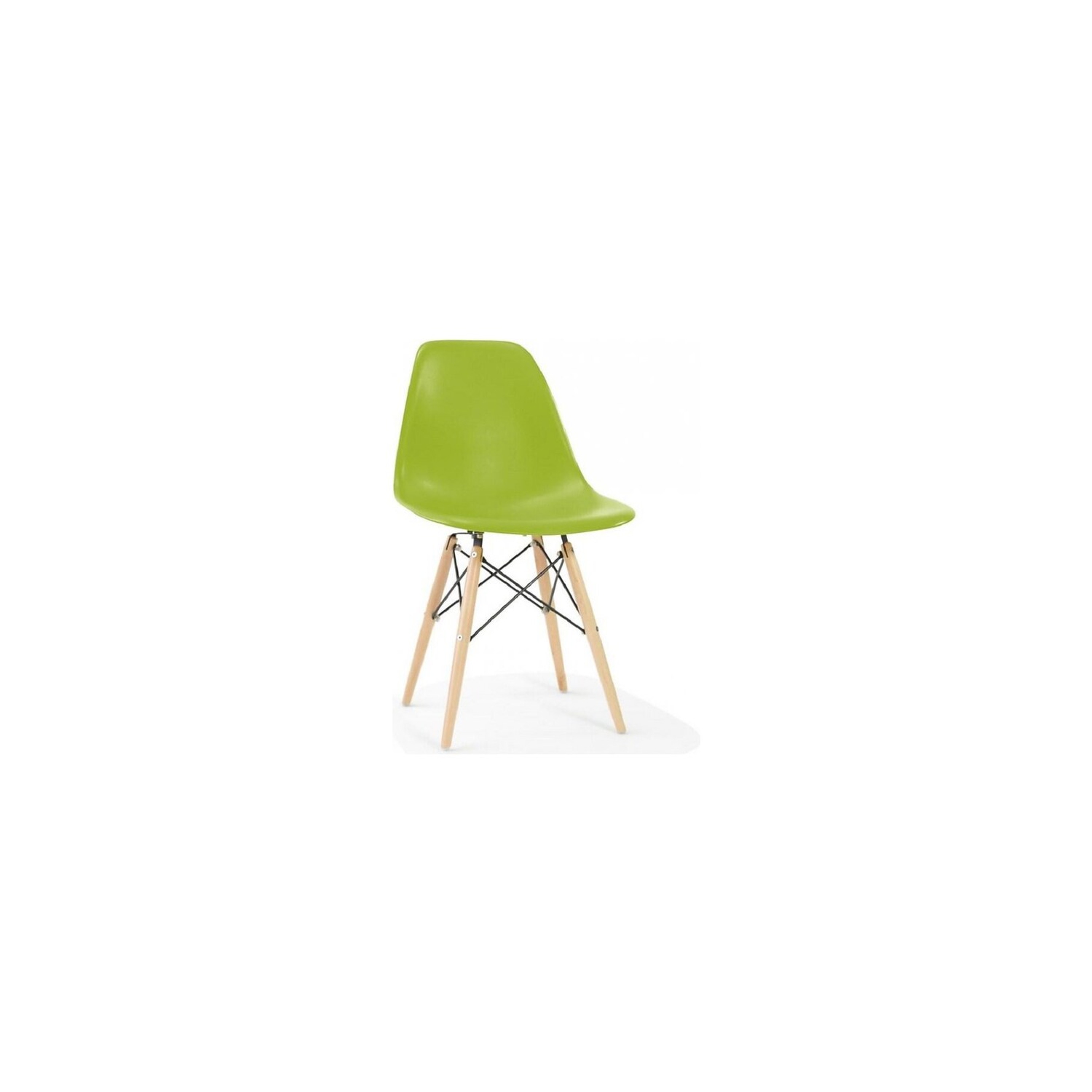 Nicer Furniture Set of Four Green -Eames Style Side Chair with Natural Wood Legs Eiffel Dining Room Chair