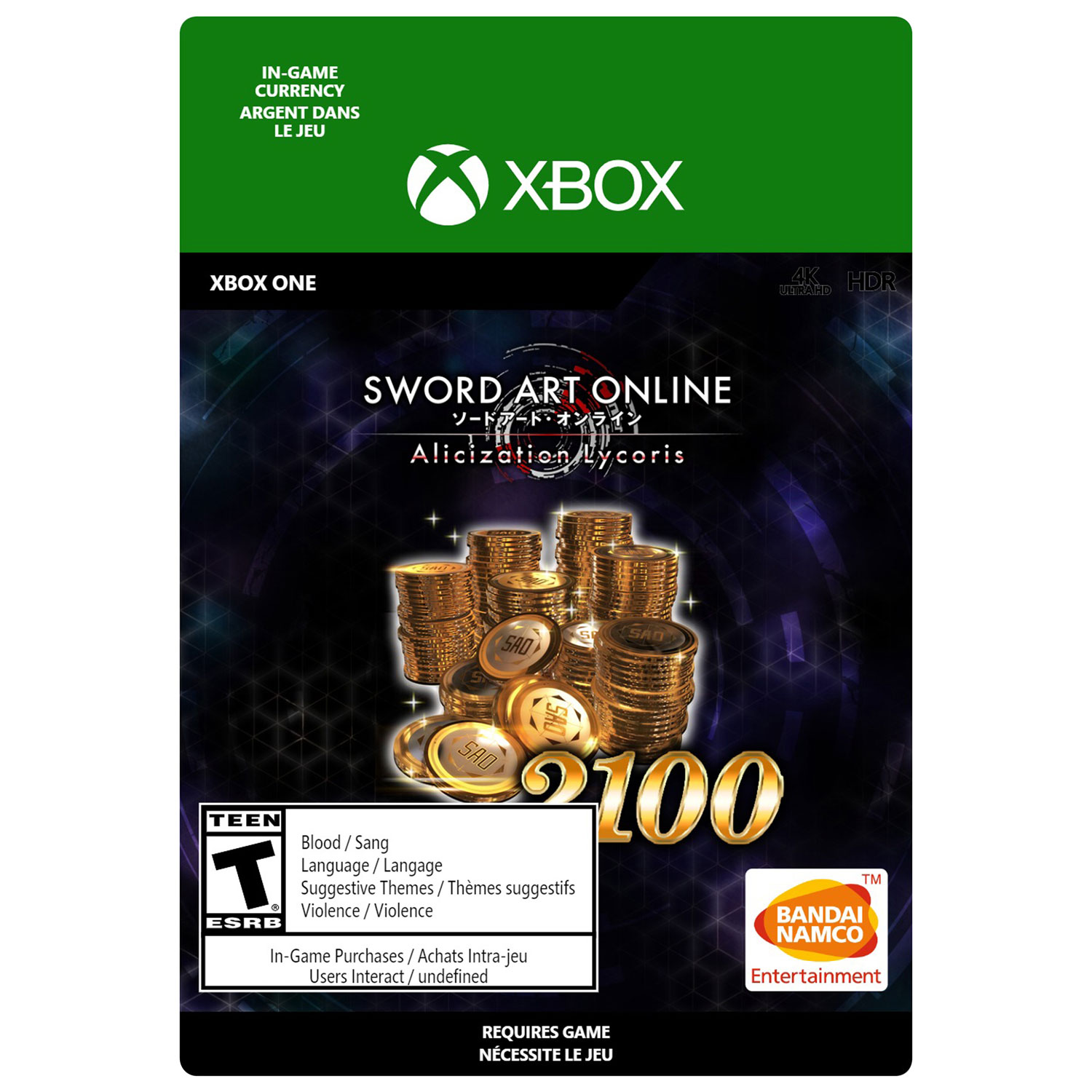 Sword Art Online: Alicization Lycoris - 2,100 SAO Coins (Xbox One) - Digital Download