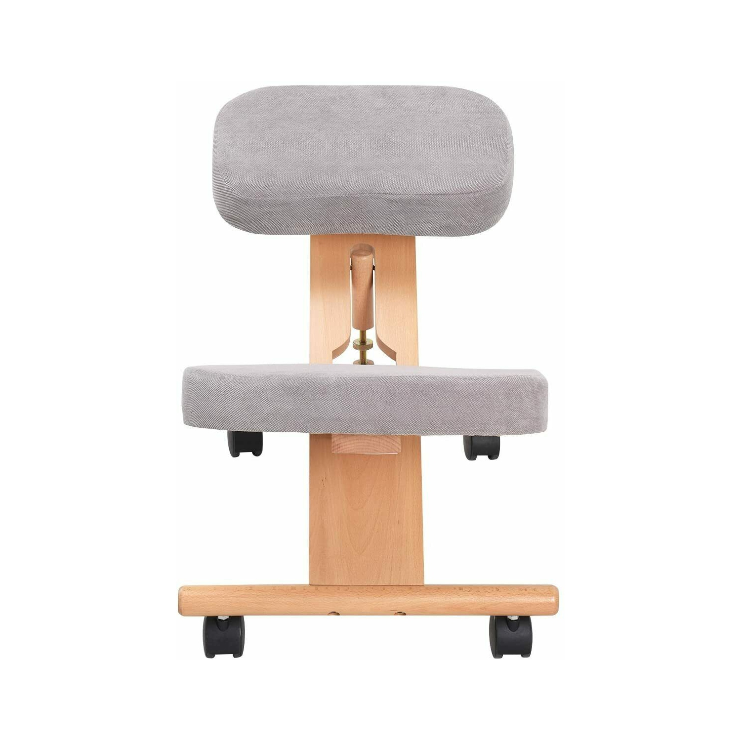 Nicer Furniture Kneeling Chair with Memory Foam Natural Wooden Frame Gray Fabric