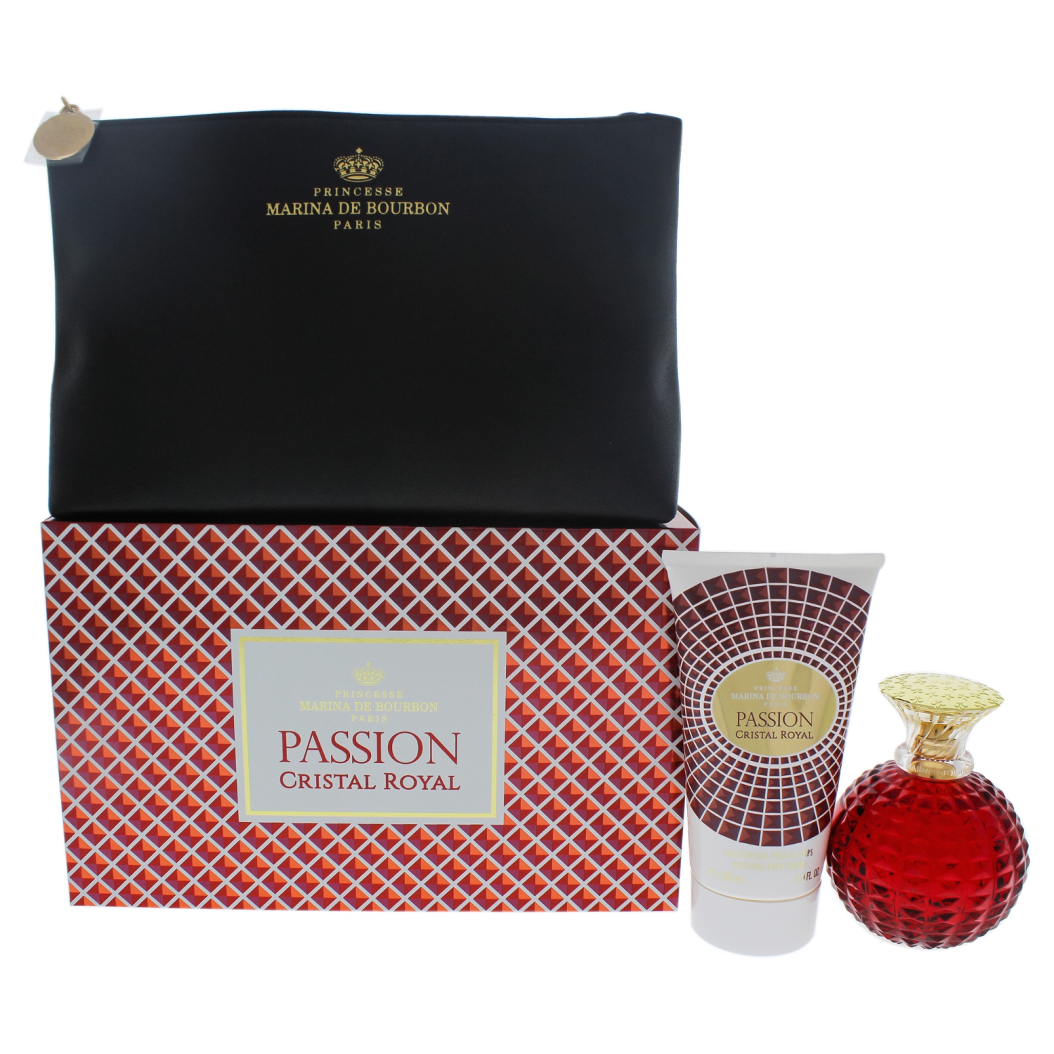Cristal Royal Passion by Princesse Marina de Bourbon for Women - 3 Pc Gift Set 3.4oz EDP Spray, 5oz Body Lotion, Pouch