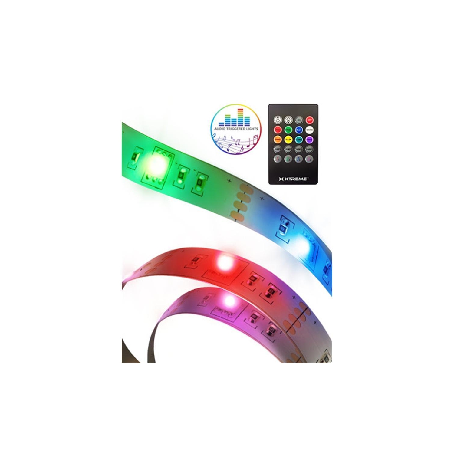 Xtreme XLB7-1024-WHT - LED Strip Kit, 6.6 Feet, Responds to Sounds and Music, Remote Control Included