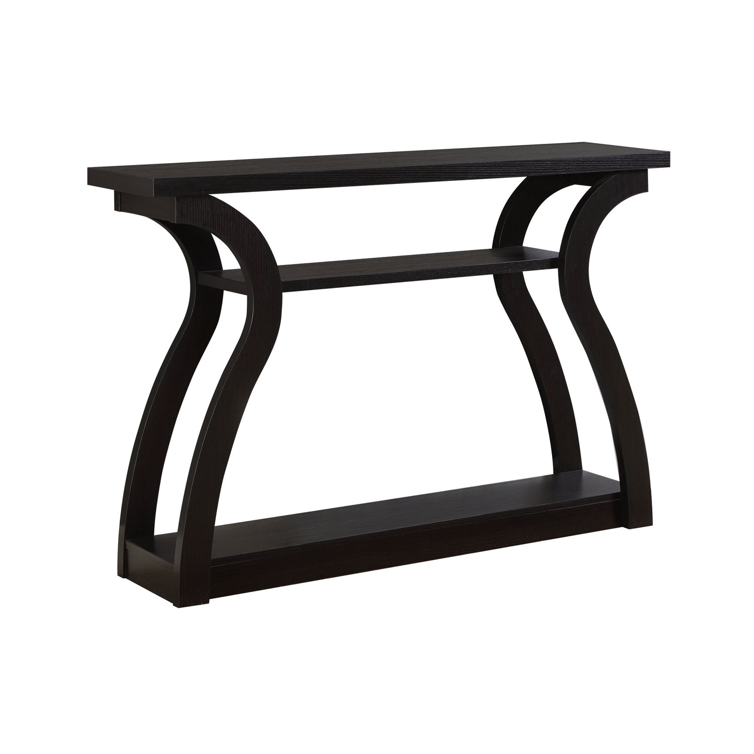 Monarch Modern Rectangular Console Table with 3-Tier - Cappuccino