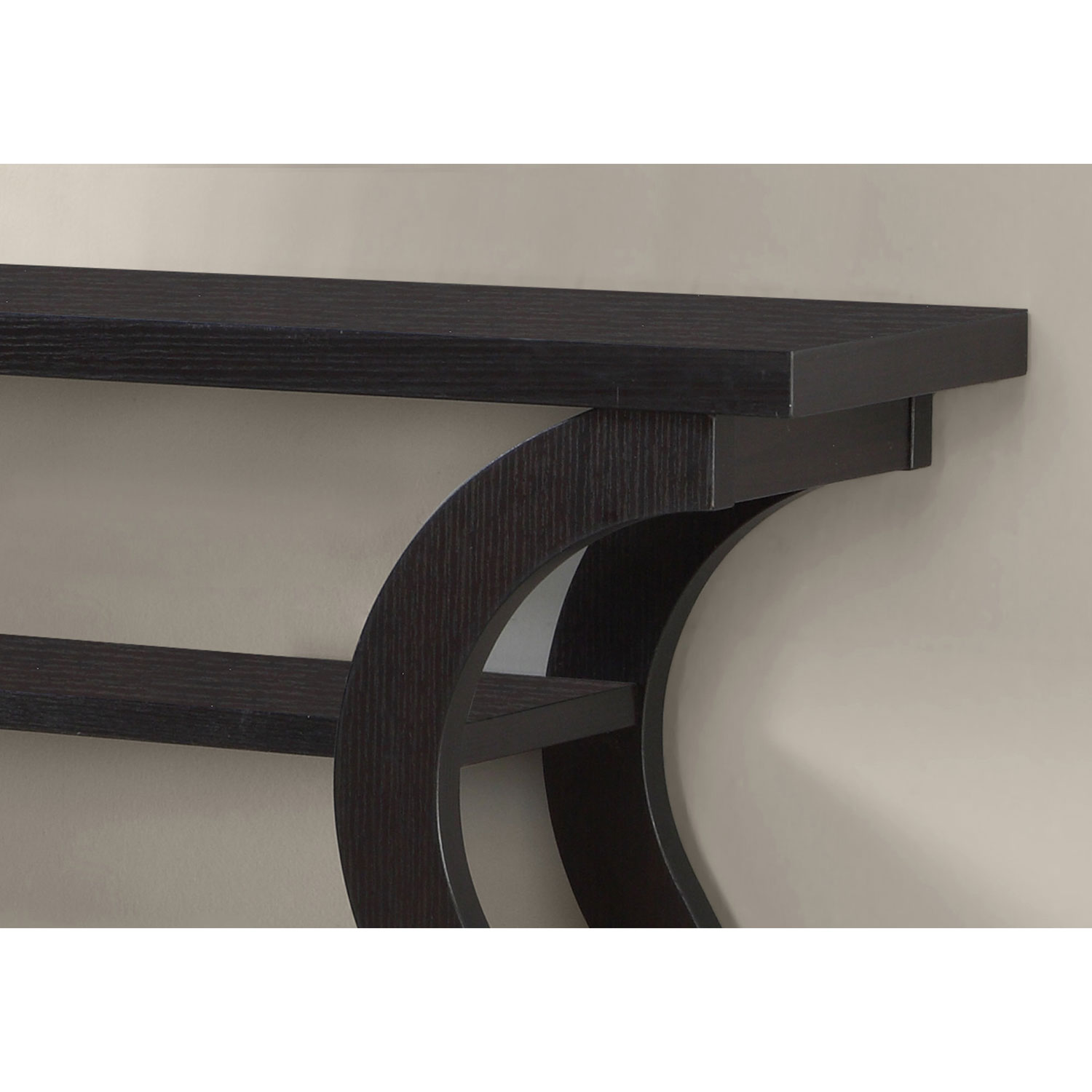 Monarch Modern Rectangular Console Table with 3-Tier - Cappuccino
