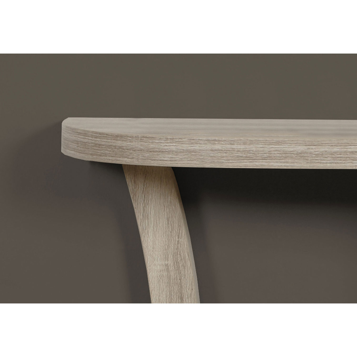 Console rectangulaire contemporaine en forme de demi-lune de Monarch - Taupe foncé