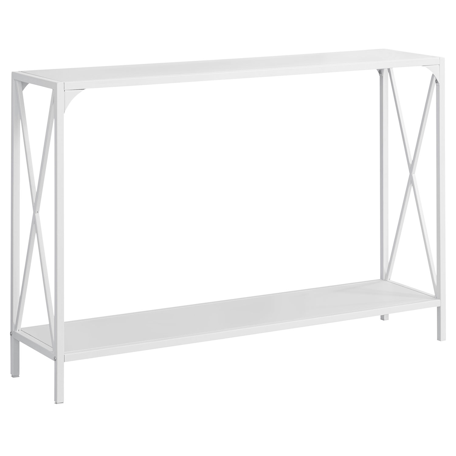 Monarch Contemporary Rectangular Console Cross-Bars Accent Table - White