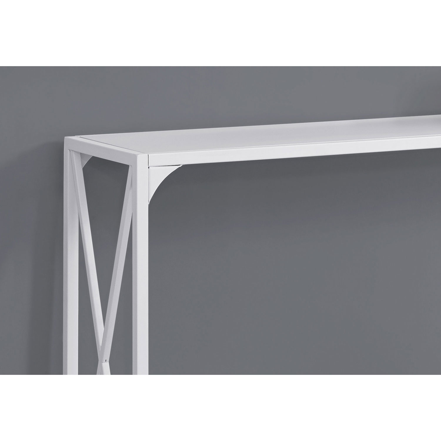 Monarch Contemporary Rectangular Console Cross-Bars Accent Table - White