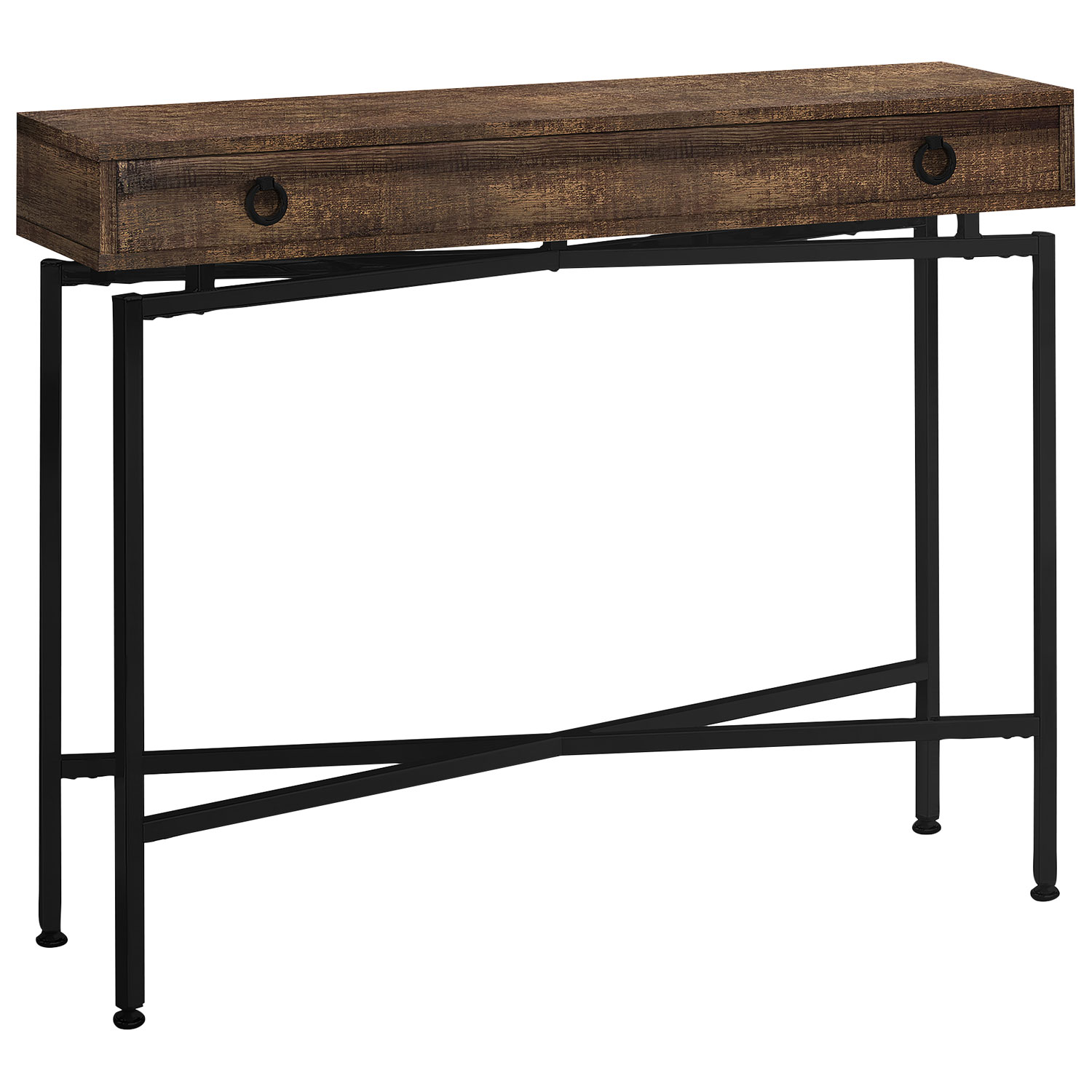 Monarch Modern Rectangular Console Table with Drawer - Brown/Black