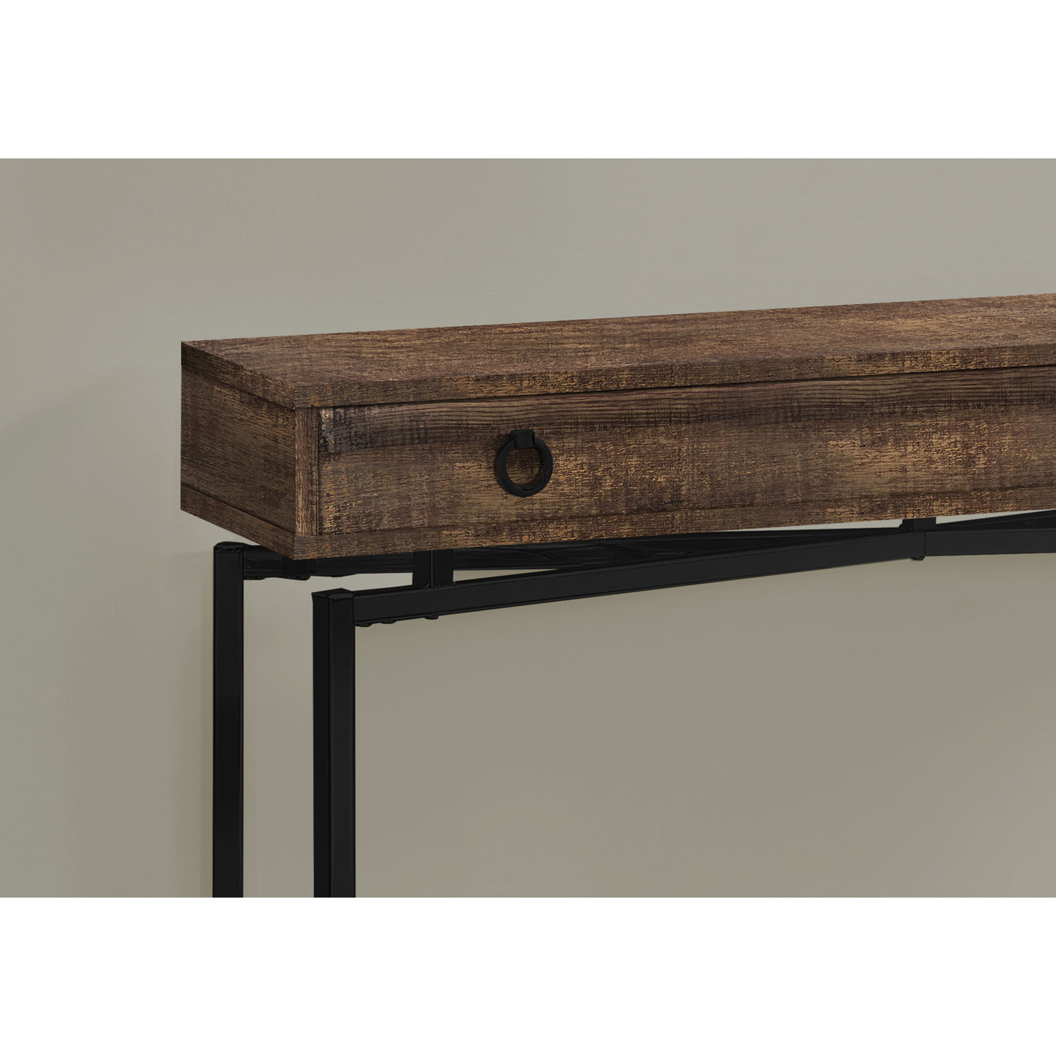 Monarch Modern Rectangular Console Table with Drawer - Brown/Black