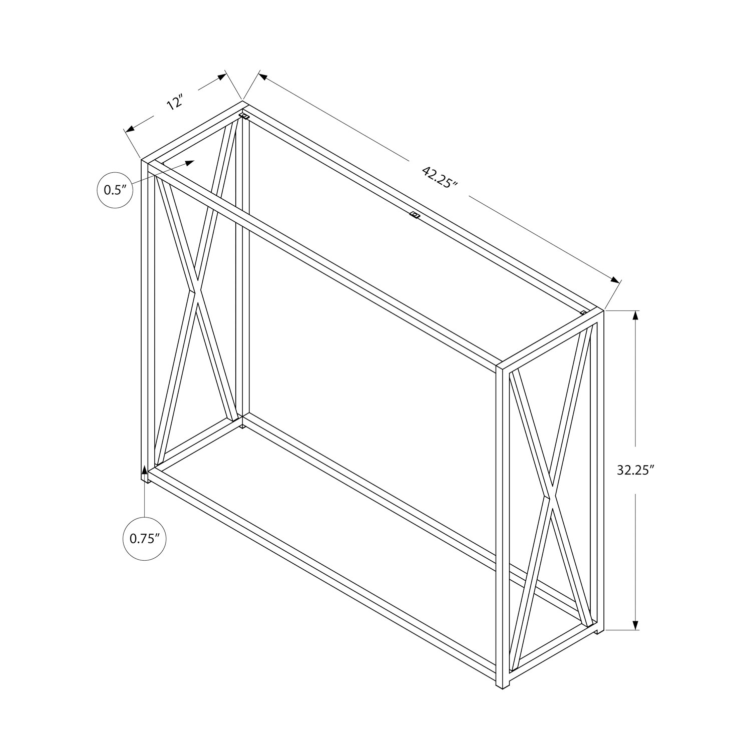 Monarch Modern Rectangular Console Table with Tempered Glass Top - Gold
