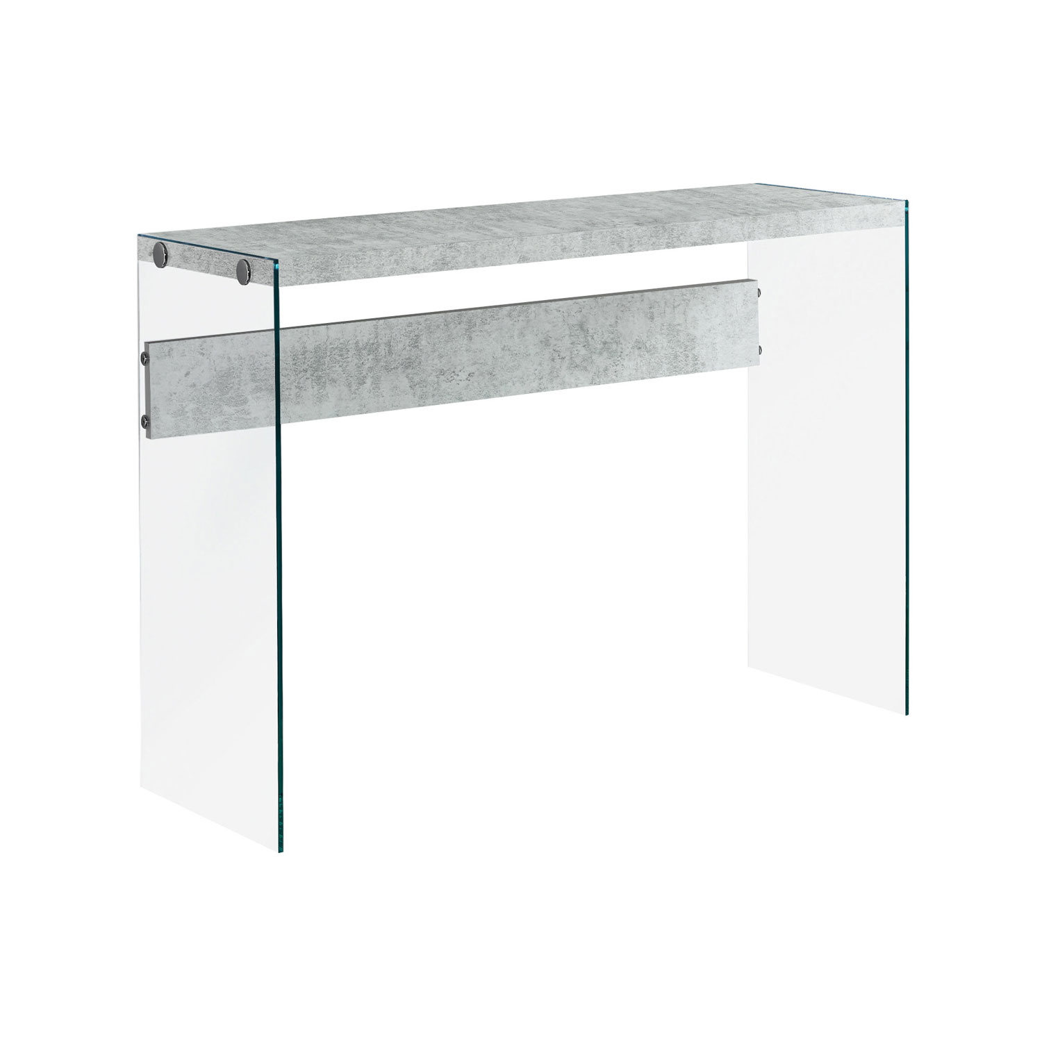 Monarch Modern Rectangular Side Console Table - Grey Cement/Glass