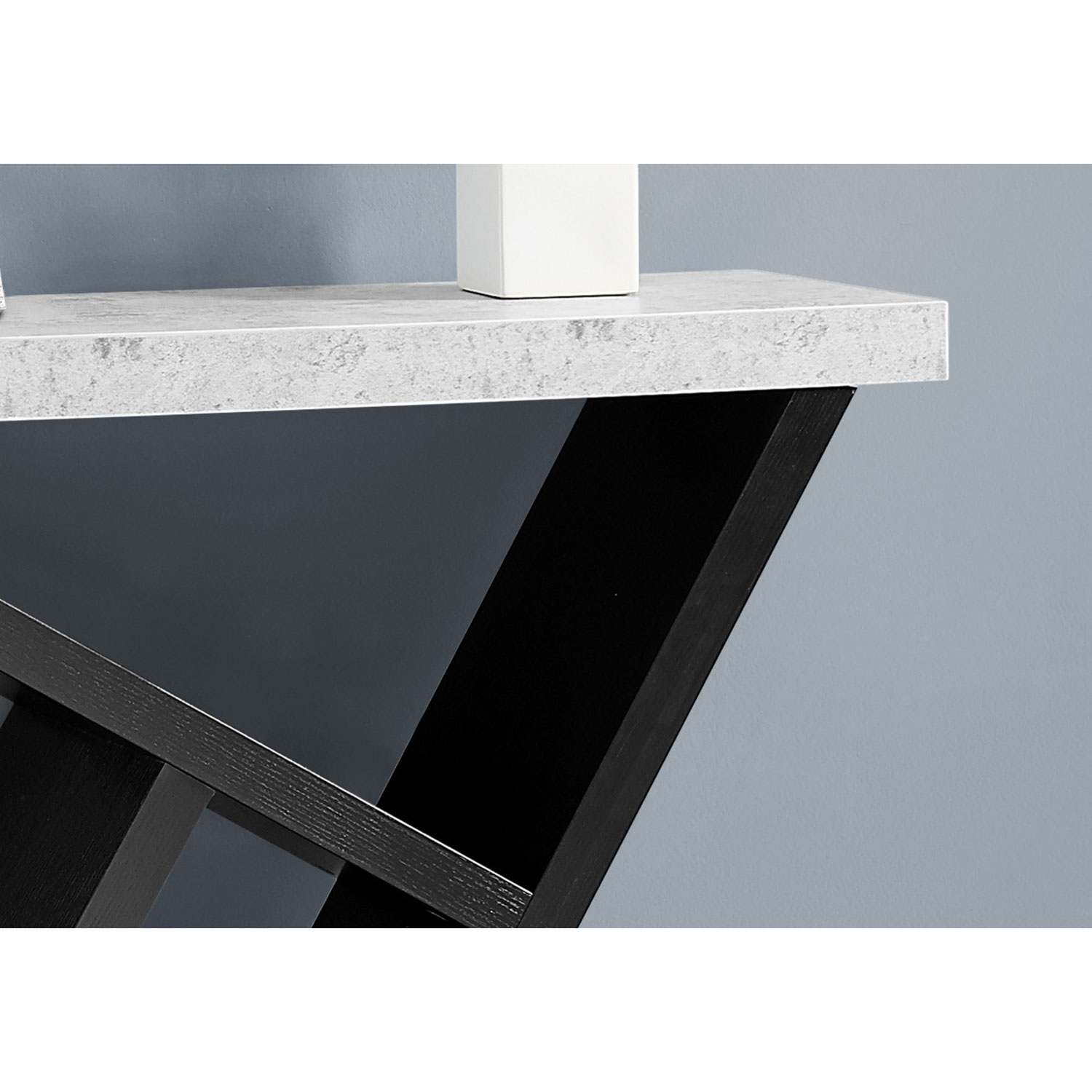 Monarch Modern Rectangular Console Table with Angular Base - Black