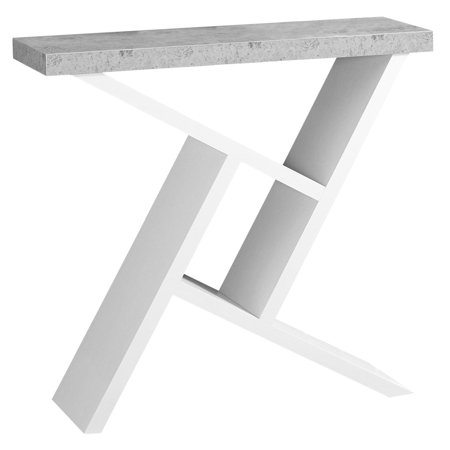 Monarch Modern Rectangular Console Table with Angular Base - White