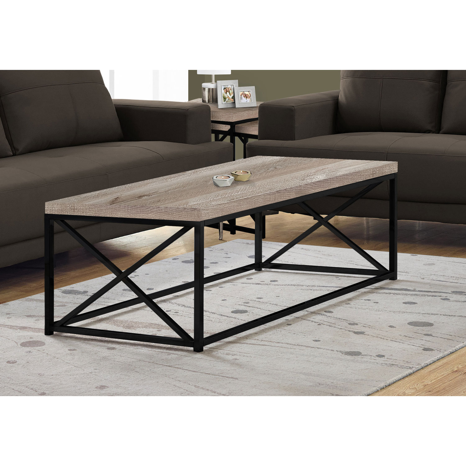 Table basse rectangulaire moderne de Monarch - Taupe - Noir