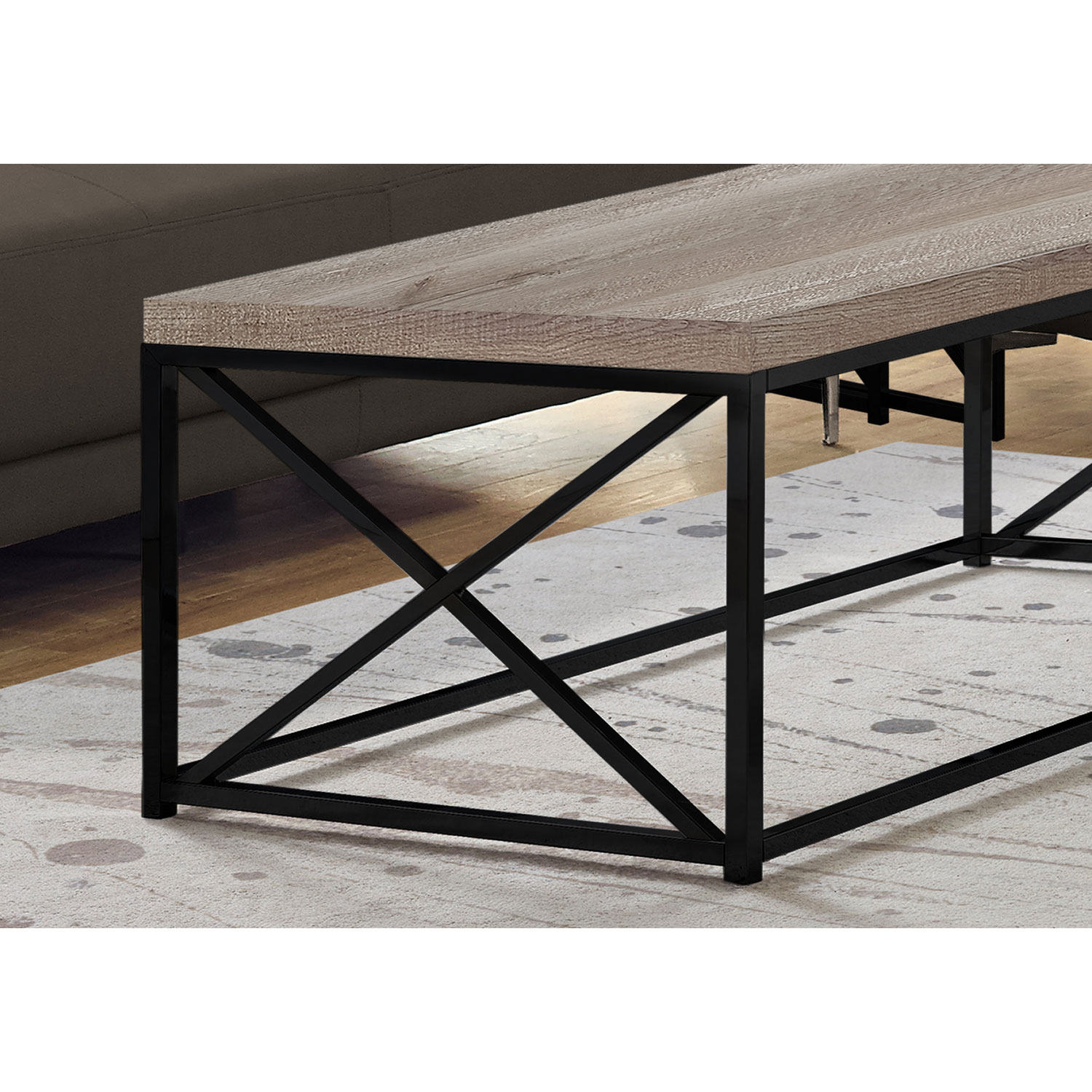 Table basse rectangulaire moderne de Monarch - Taupe - Noir