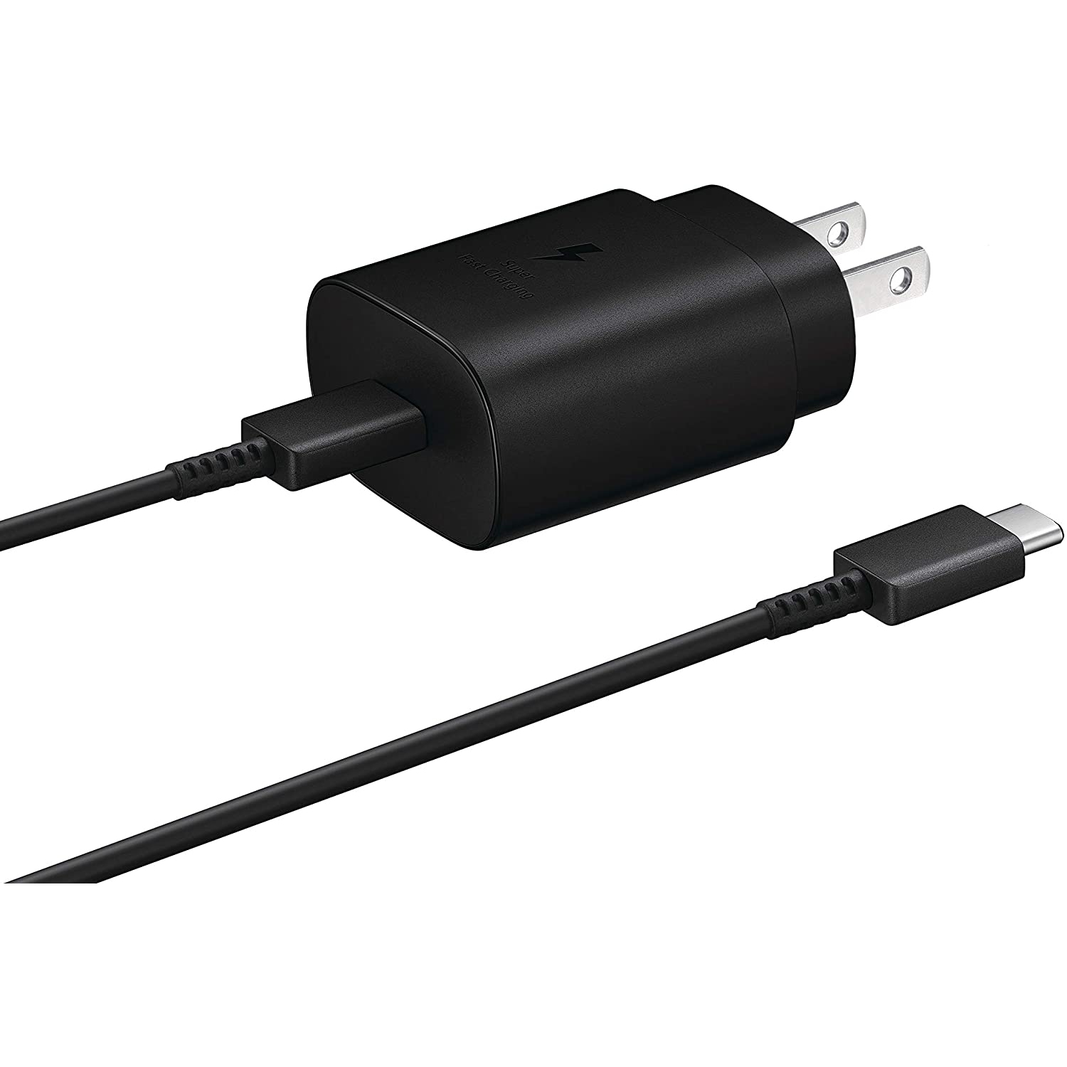 25W USB-C 3.0A Fast Charging Wall Charger Adapter + 1m Type-C Cable for Samsung Galaxy S9 S10 S20 Note 9 10 Plus, Black
