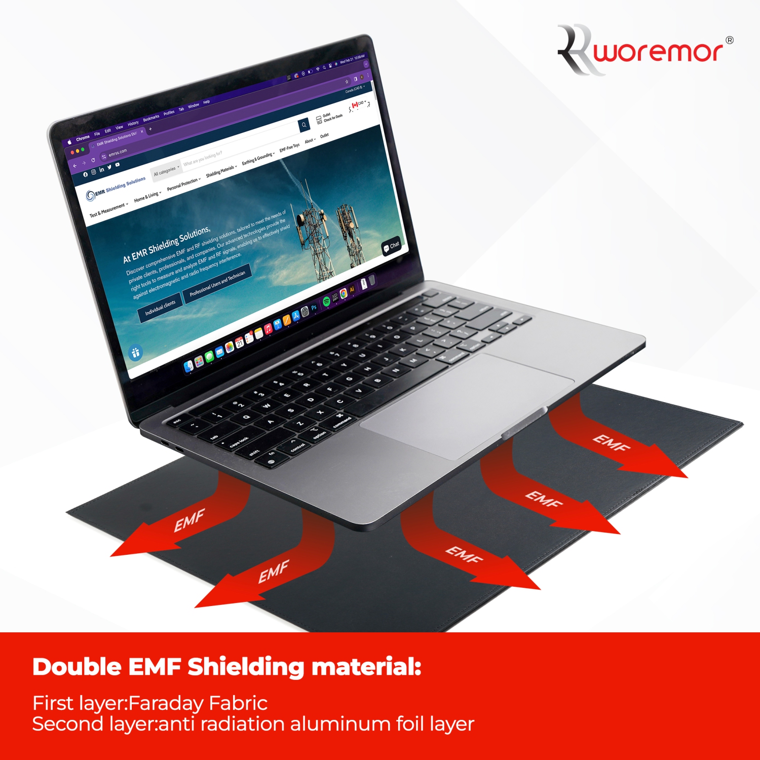 WOREMOR EMF Laptop Tray - Shielding ELF and RF from Computer, Tablets, Cell Phones, Black