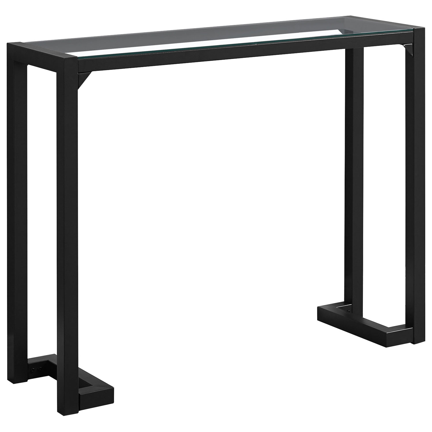 Console d'appoint rectangulaire moderne avec dessus en verre de Monarch - Noir