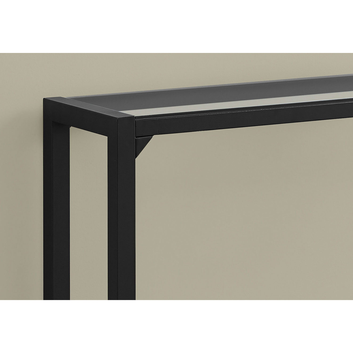 Console d'appoint rectangulaire moderne avec dessus en verre de Monarch - Noir