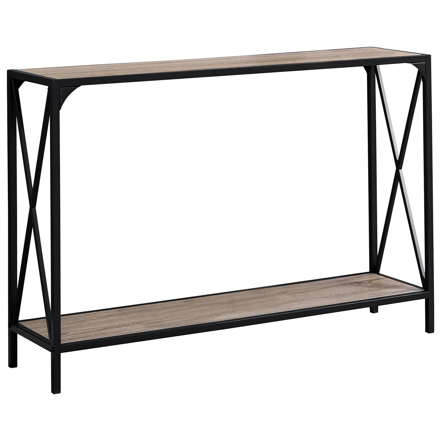 Monarch Contemporary Rectangular Console Cross-Bars Accent Table - Dark Taupe