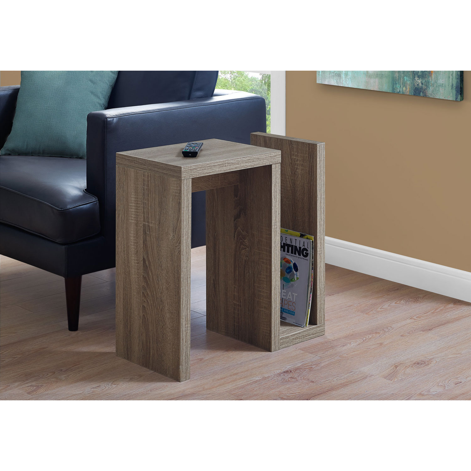 Monarch Modern Rectangular Open Storage Side Accent Table - Dark Taupe