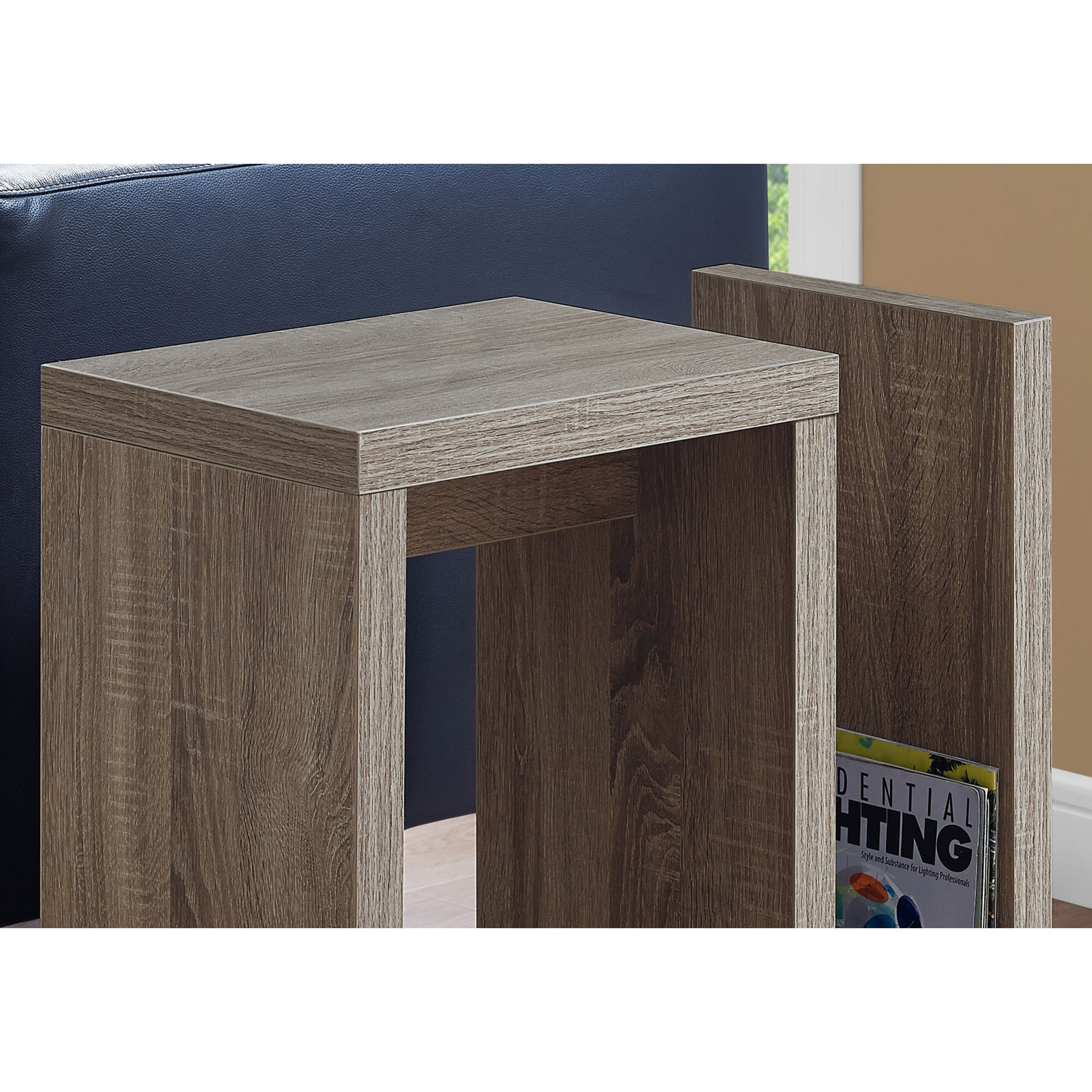 Monarch Modern Rectangular Open Storage Side Accent Table - Dark Taupe