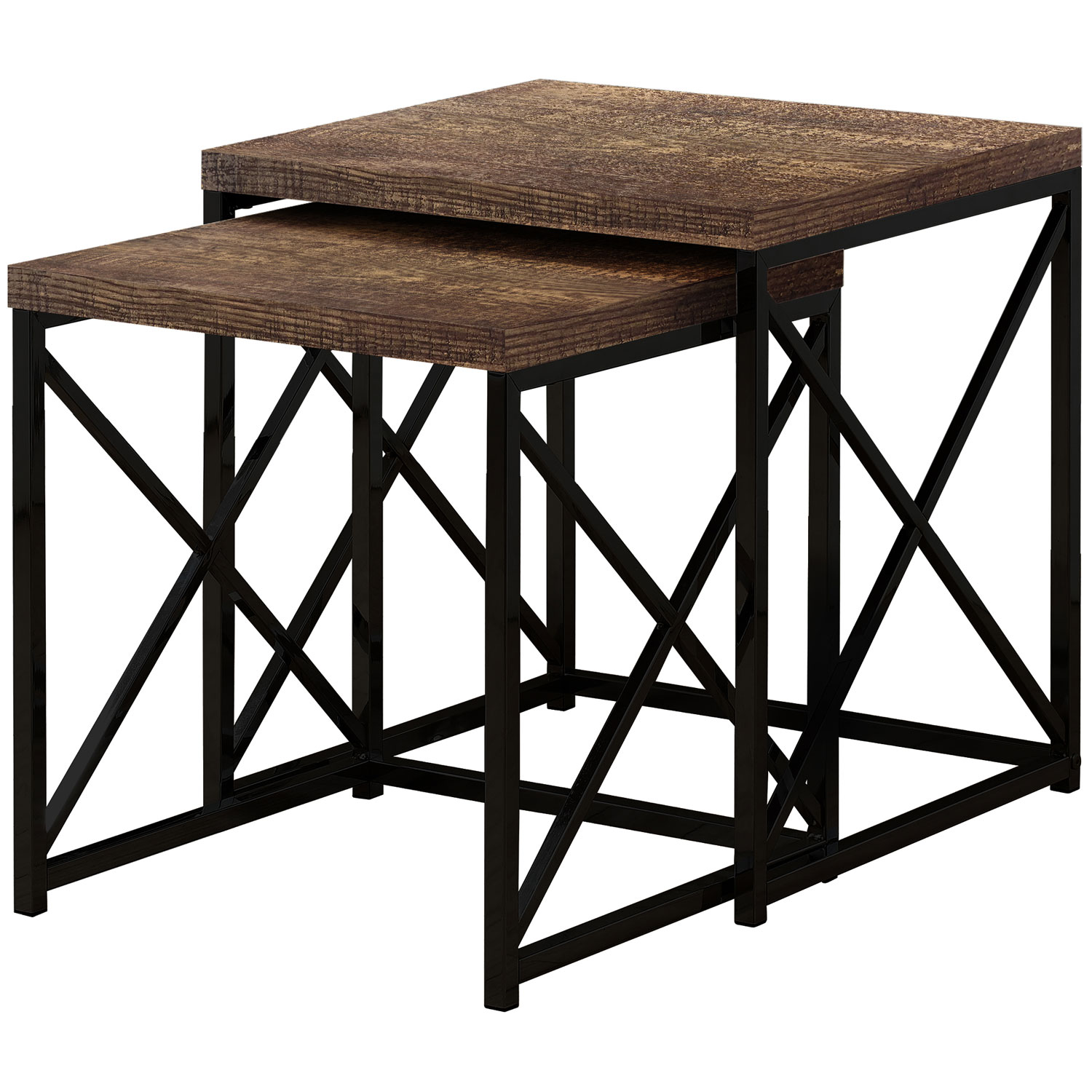 Ensemble de 2 tables gigognes modernes de Monarch - Brun/Noir