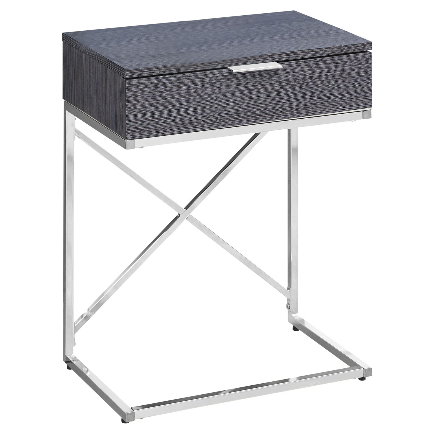 Table d'appoint rectangulaire moderne avec rangement de Monarch - Gris/ Chrome