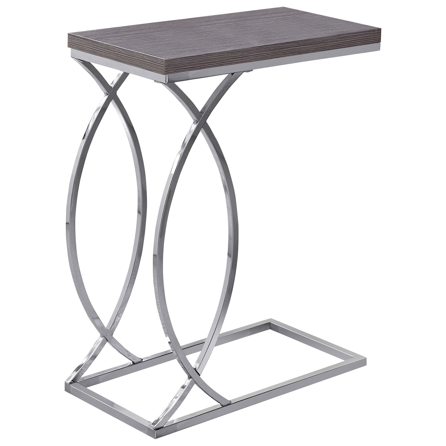 Monarch Modern Rectangular End Table - Grey/Chrome