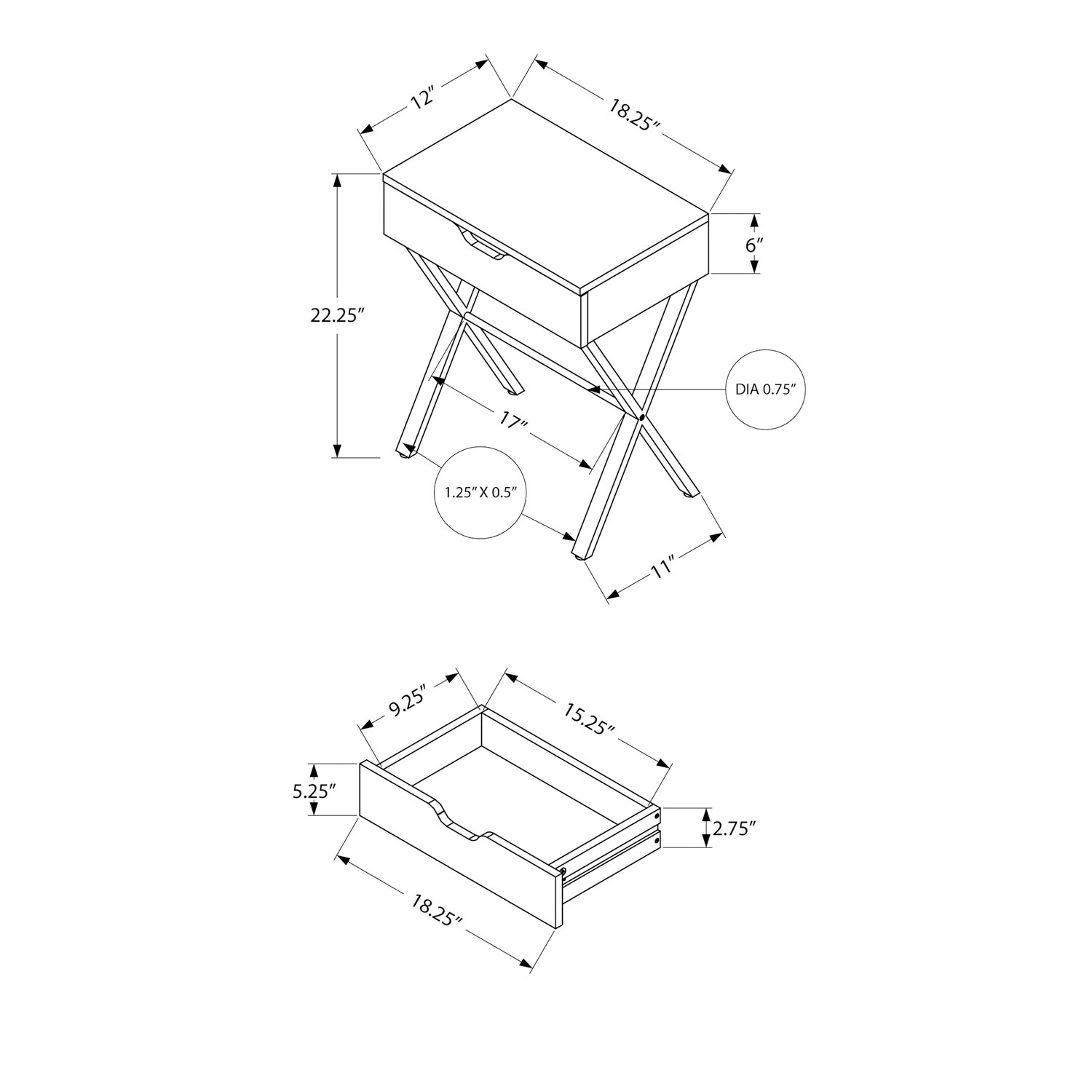 Table de bout rectangulaire moderne avec rangement de Monarch - Cappuccino/Doré