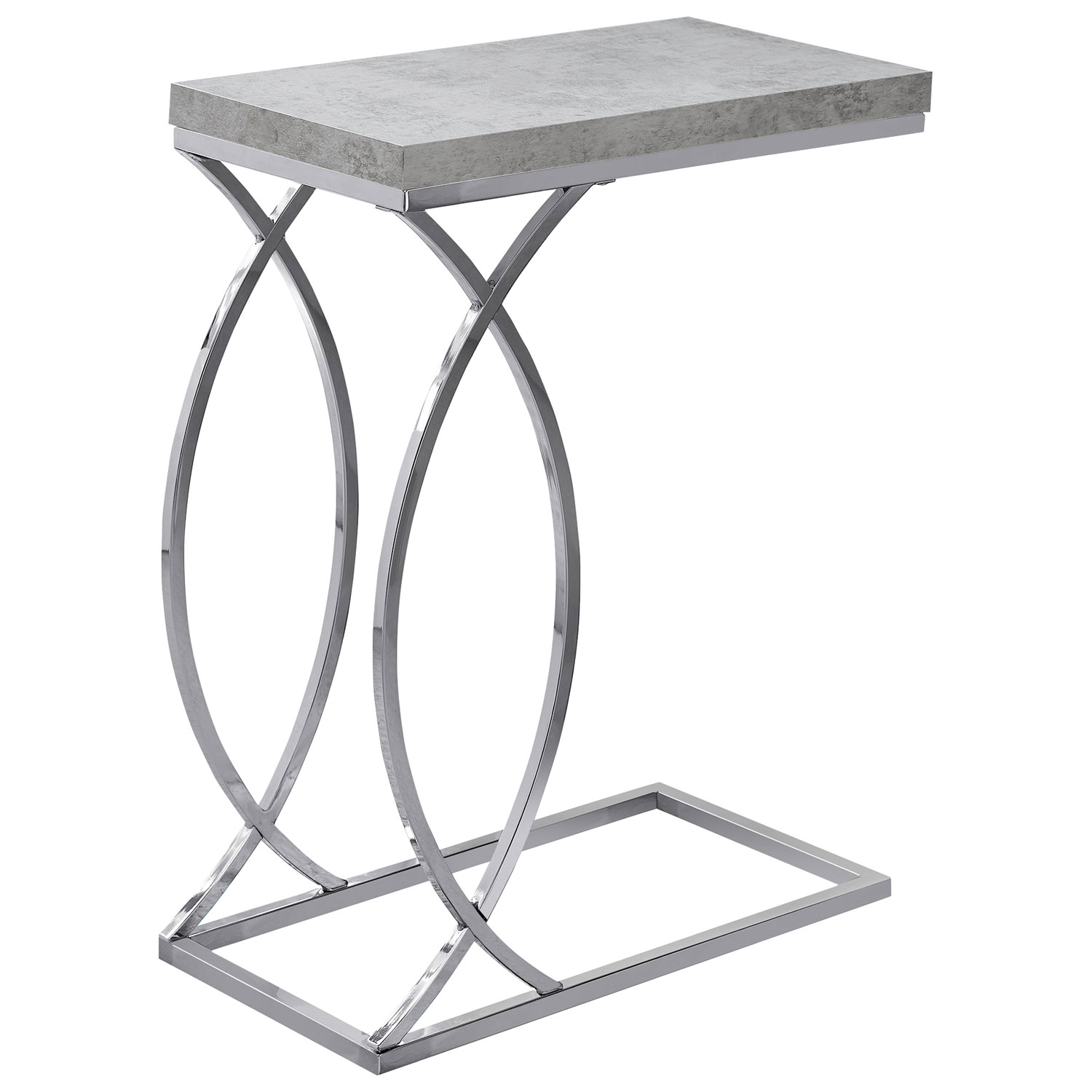 Monarch Modern Rectangular End Table - Cement Grey/Chrome