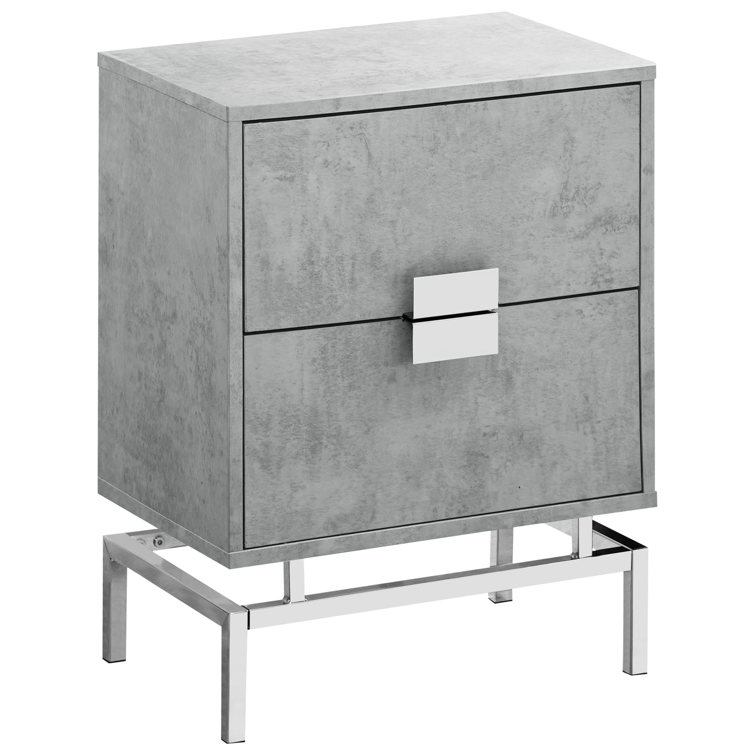 Monarch Modern Rectangular End Table With Drawers - Grey/Chrome