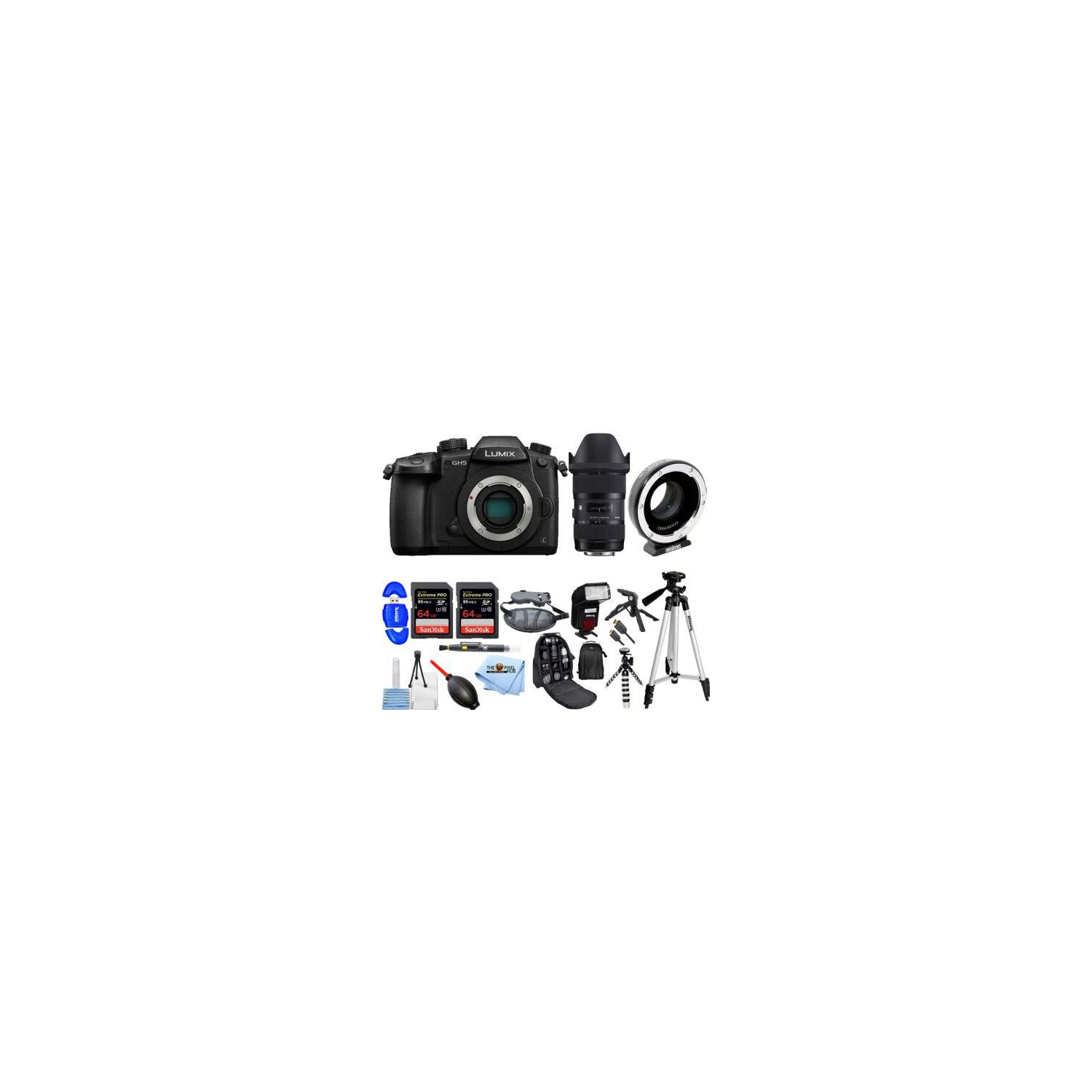 Panasonic DC-GH5 Micro 4/3 Camera Body w/ Sigma 18-35mm & Metabones XL 0.64x - US Version w/ Seller Warranty