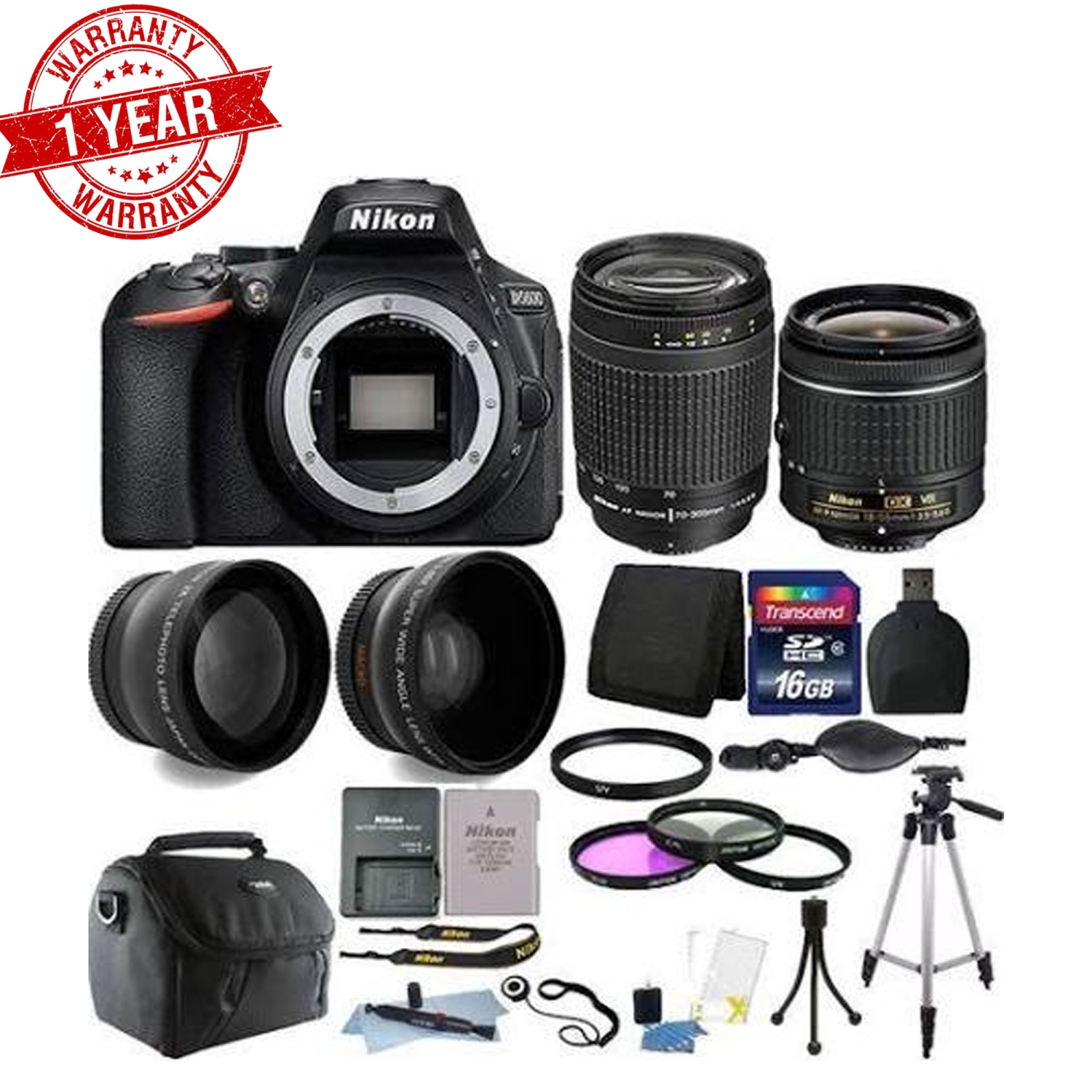 Nikon D3400 24MP D-SLR Camera with 18-55mm 70-300mm Lens and 32GB Accessory Kit - US Version w/ Seller Warranty