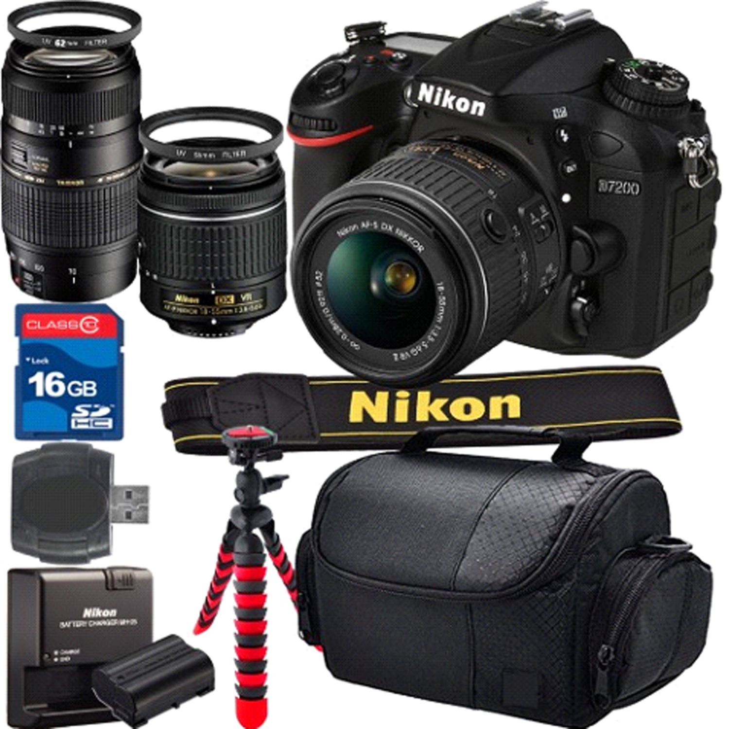 Nikon D7200 Bundle + 18-55mm VR Lens + Tamron 70-300mm Telephoto 