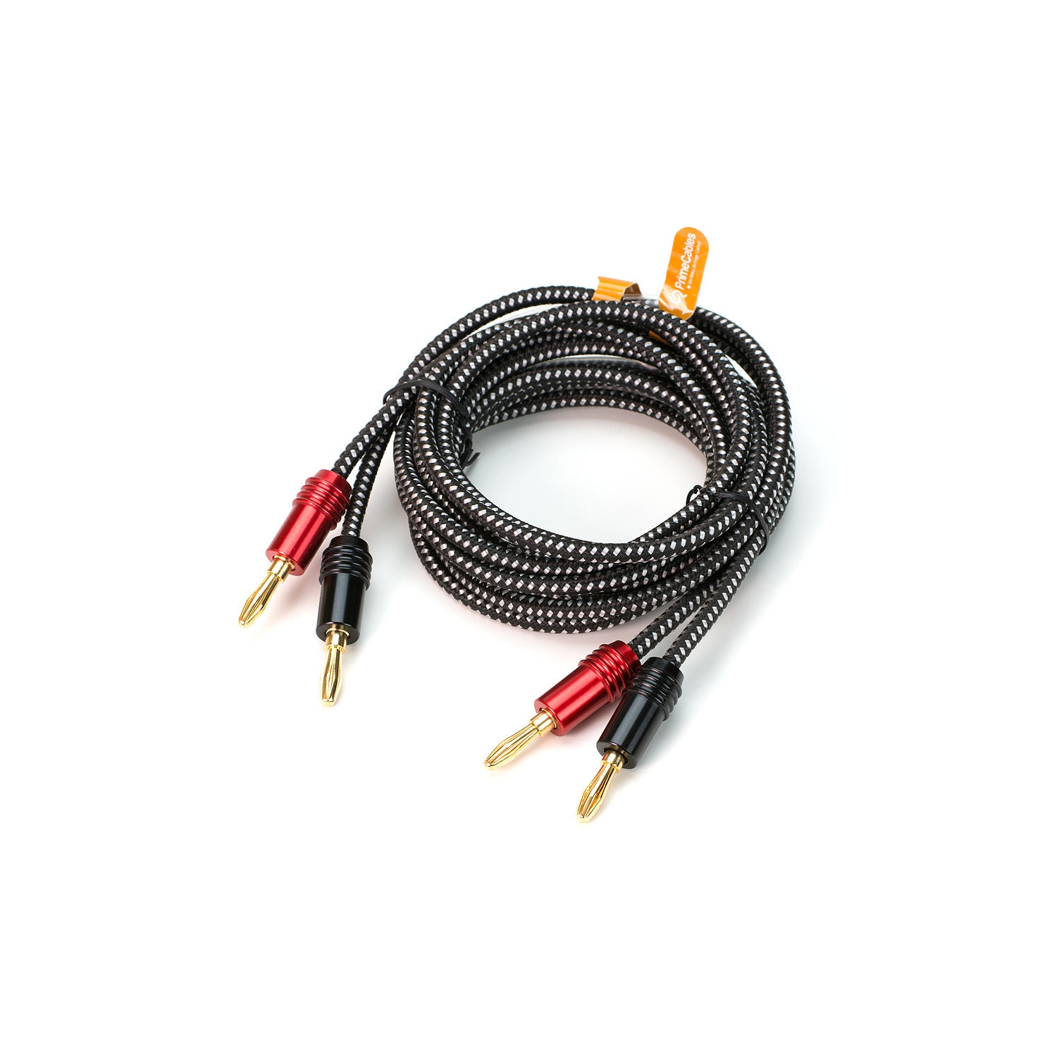 10ft Premium 14AWG Braided Speaker Wire with Gold Plated Banana Plug Connectors - PrimeCables®