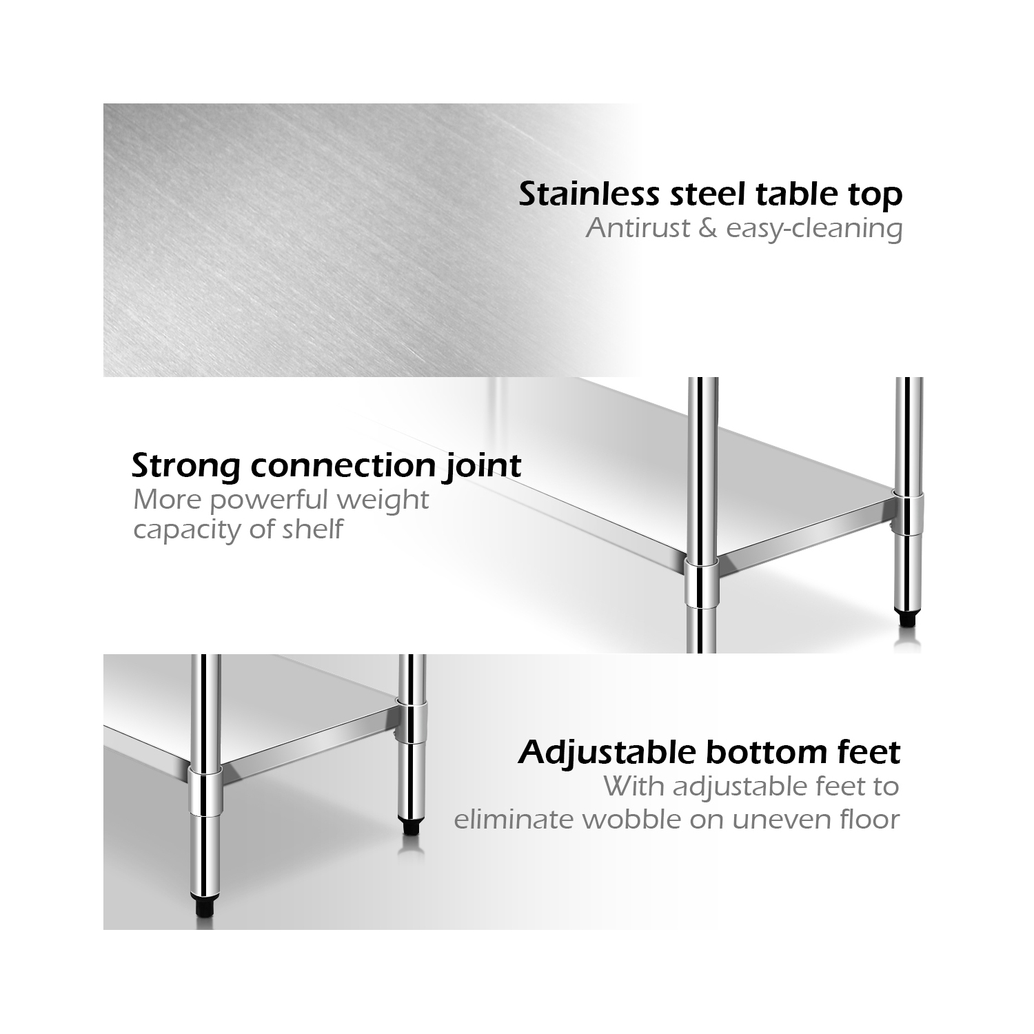 Costway 30'' x 48'' Stainless Steel Commercial Kitchen Work Table w/ 4 Wheels