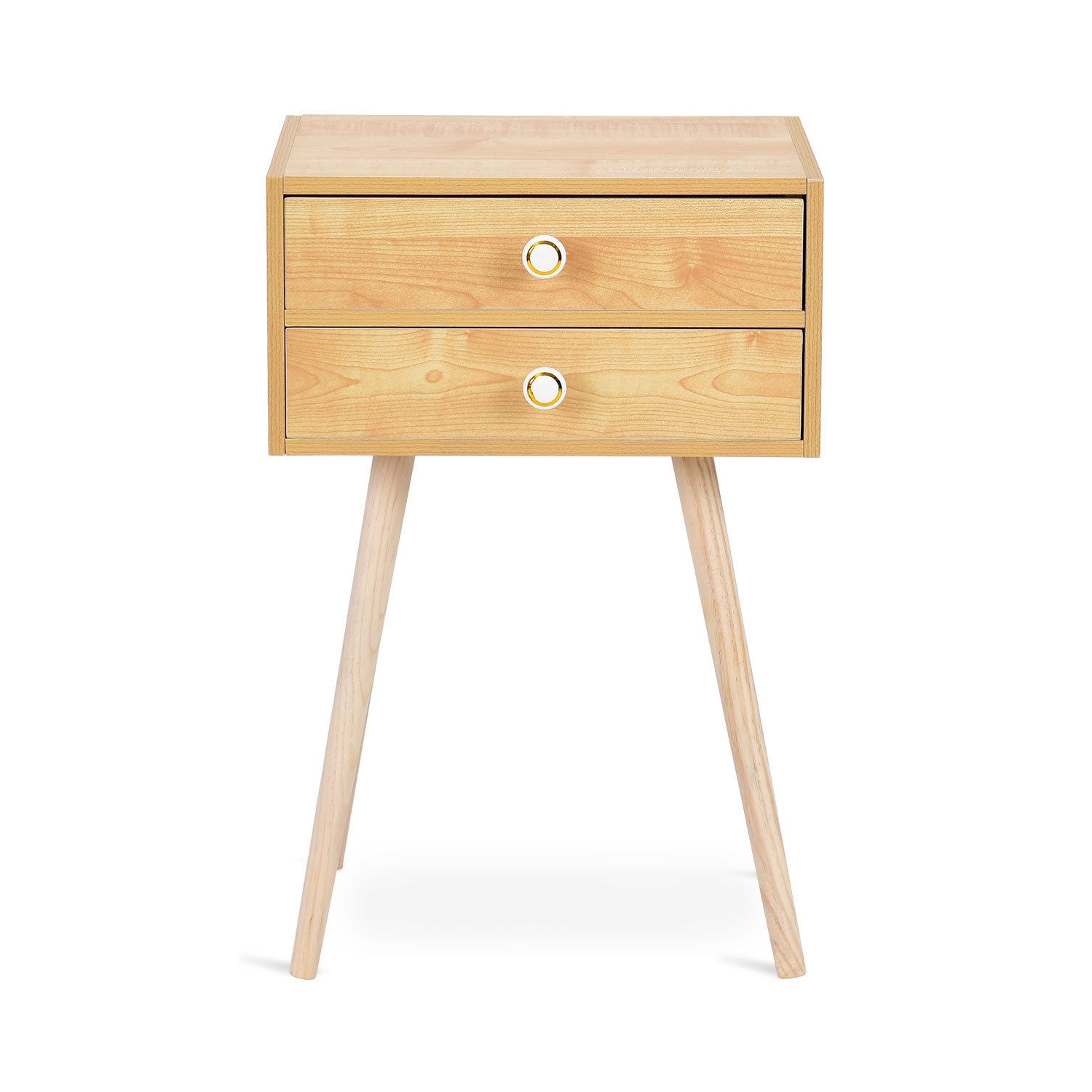 COSTWAY Table de Nuit en Bois Table de Chevet Casier avec Tiroir 15mm MDF Table de Rangement pour Chambre, Jardin, Salon,Balcon 2 ti