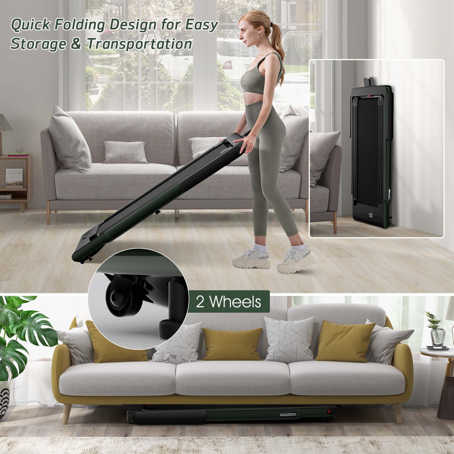 Tapis de course pliable 2 en 1SuperFit – Moteur 2,25 CV – Double écran – Haut-parleur