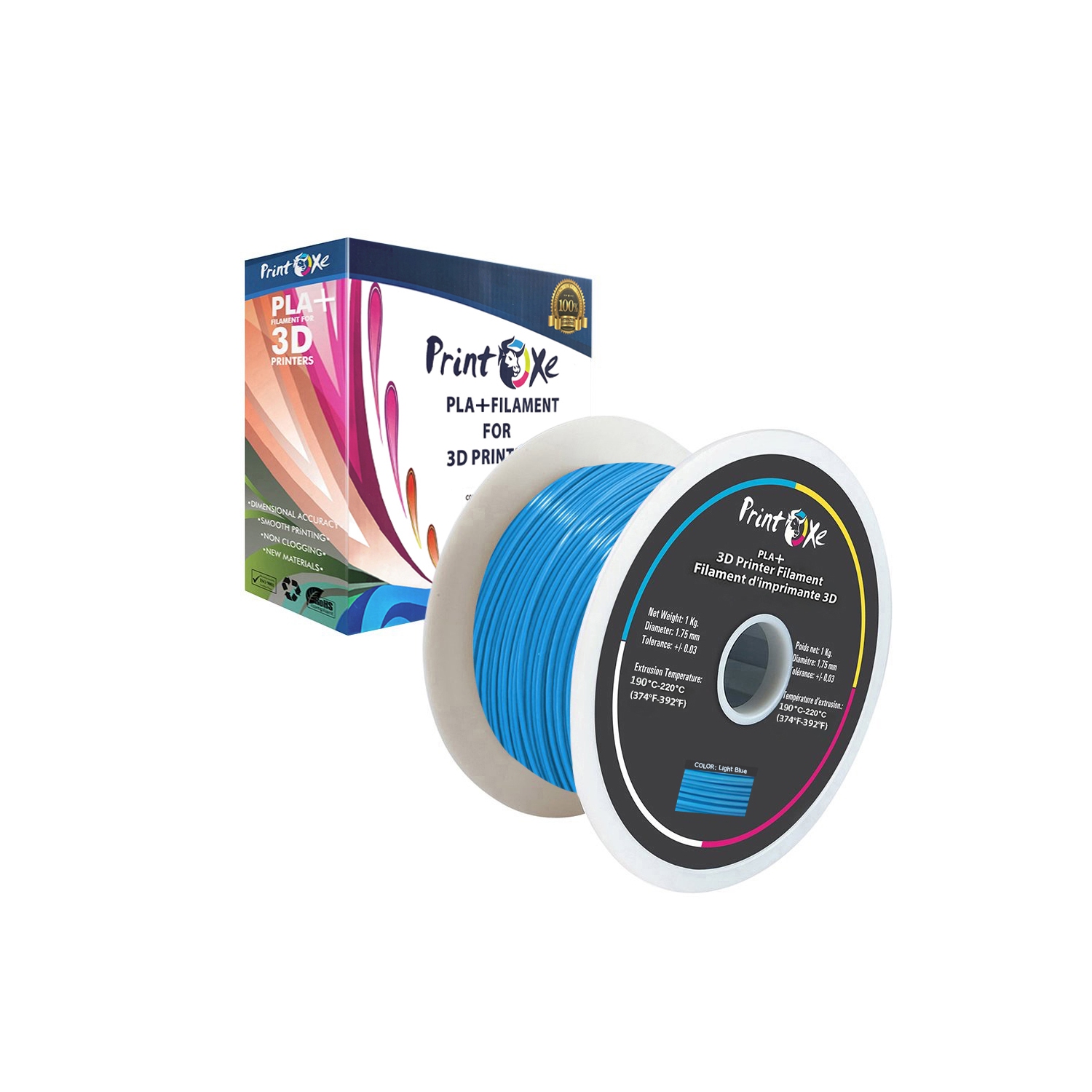 3D PLA+/Pro PLA 3 paquets de fruits vert/brun/bleu clair filament pour imprimantes 3D - 1.75 mm de diamètre - 1 kg net sur bobine précision