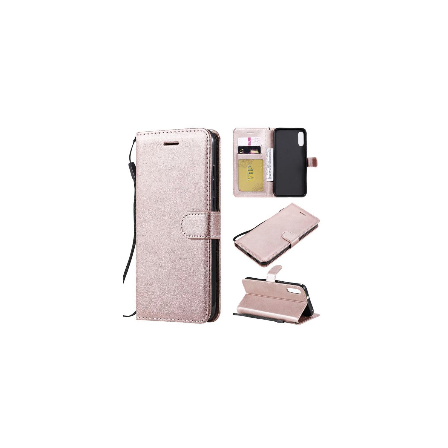 [CS] Motorola Moto E7 2020 Case, Magnetic Leather Folio Wallet Flip Case Cover with Card Slot, Rose Gold