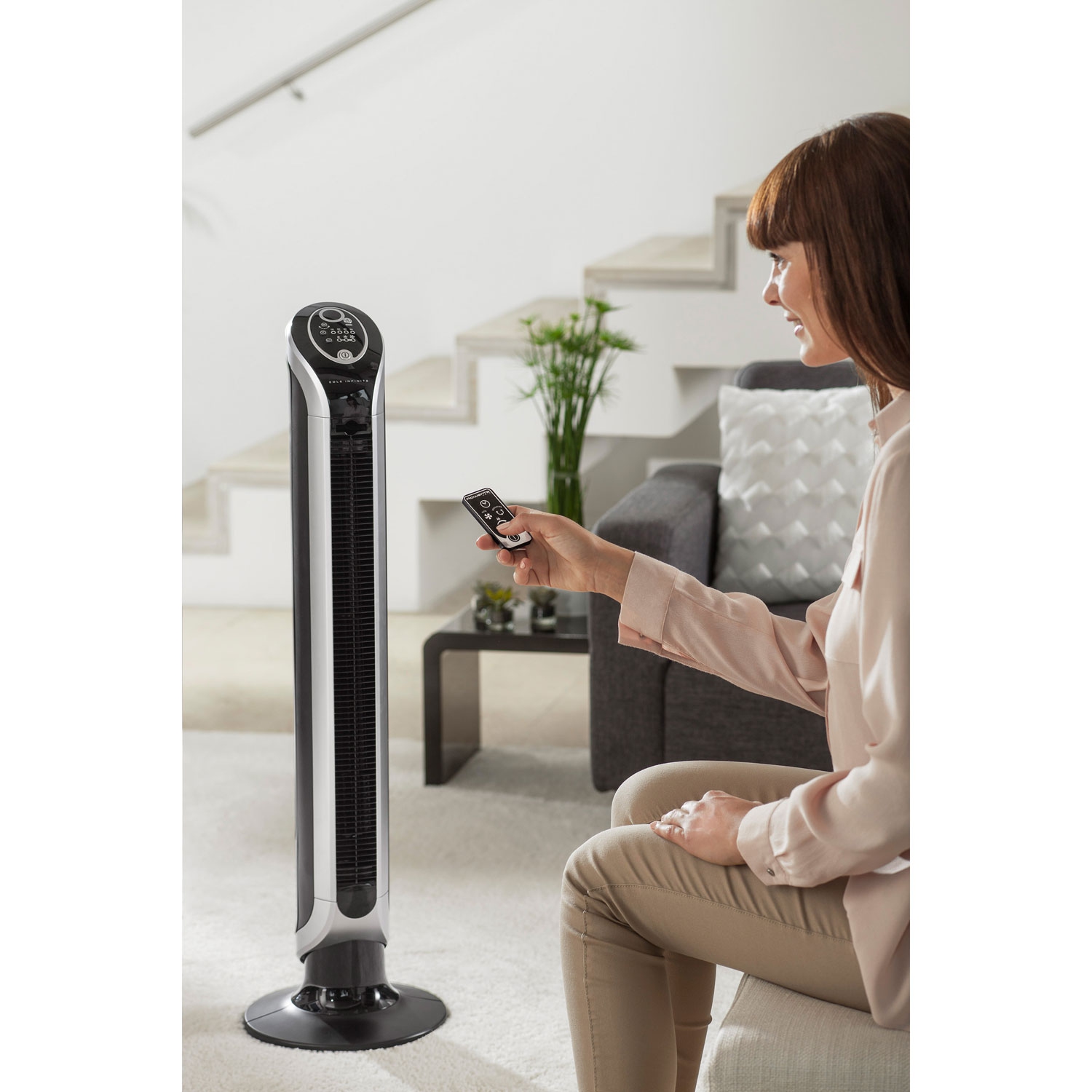 Ventilateur vertical oscillant Fresh 180 de Rowenta - Gris - Garantie de 1 an