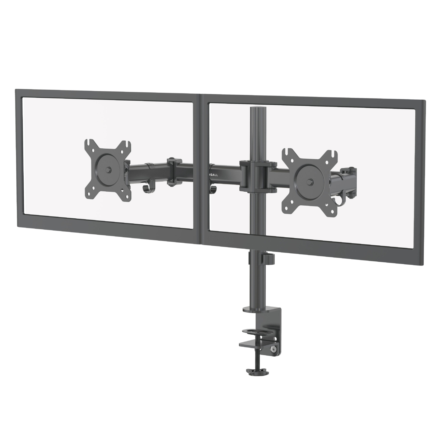 SHOPPINGALL Dual LCD LED Monitor Desk Mount Stand with C-clamp and Grommet Mounting Options | Heavy Duty Fully Adjustable Arms Hold 2 Screens up to
